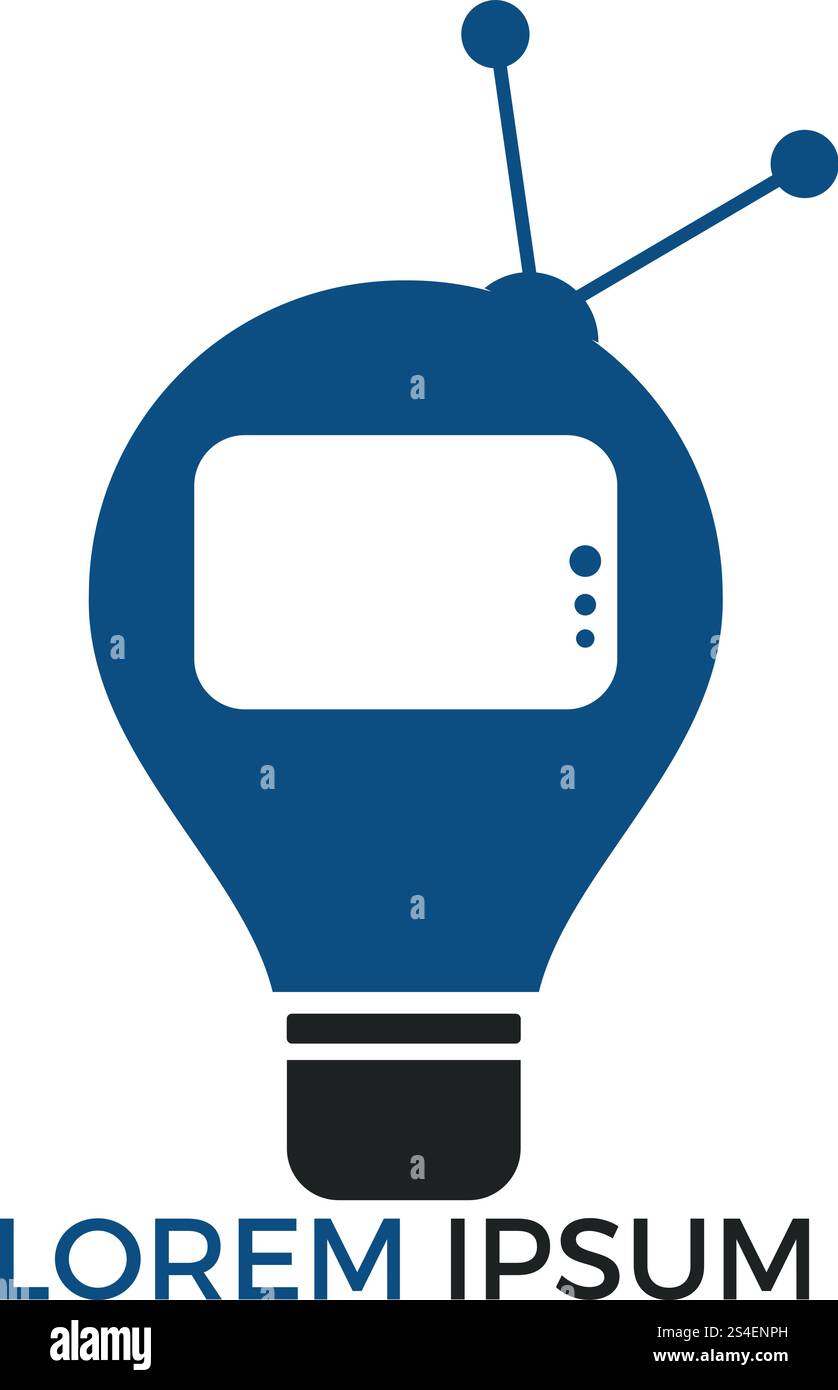 Glühlampe und TV-Logo. Kreative TV-Programmideen. Stock Vektor