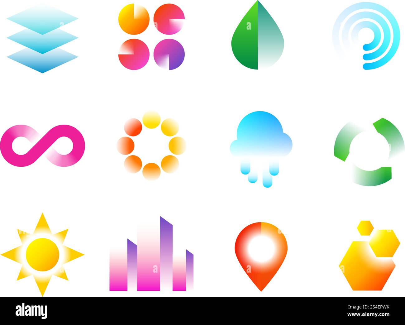 Moderne Business-Embleme mit geometrischen Formen. Abstrakte Vektordesign-Kollektion mit Logo in lebendigen Farben. Geometrisch gefärbtes Emblem für die Illustration von Unternehmen. Moderne Business-Embleme mit geometrischen Formen. Abstrakte Vektordesign-Kollektion mit Logo in lebendigen Farben Stock Vektor