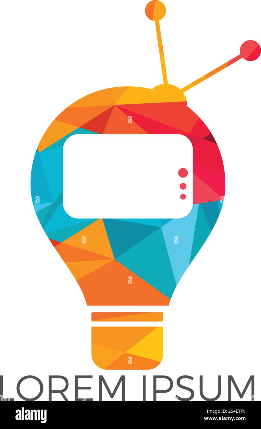 Glühlampe und TV-Logo. Kreative TV-Programmideen. Stock Vektor