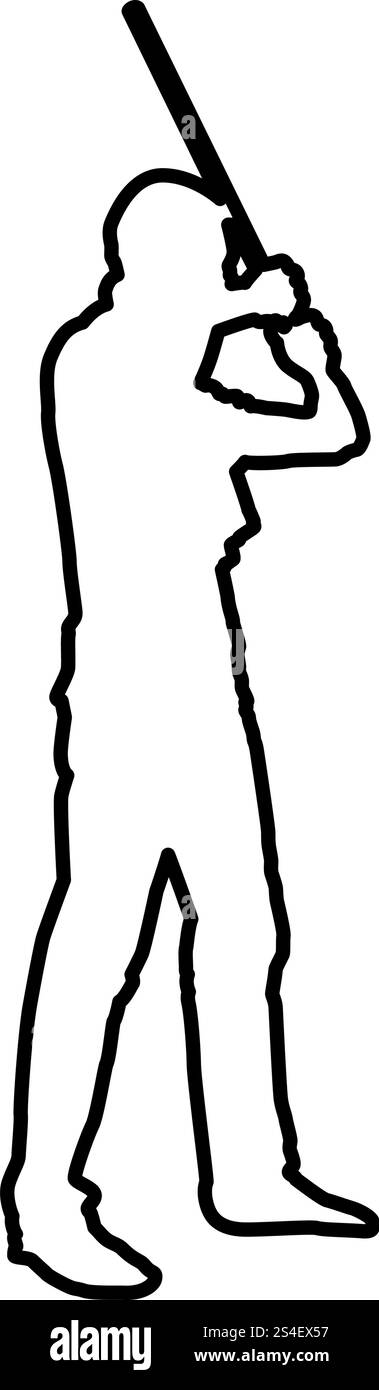 Mann mit Bandana auf seinem Gesicht, das versteckt seine Identität Mann hält Stock in Hand Konzept der Rebellion Konzept Protest und Gefahr Icon schwarz Farbe Vektor Illustration flache Stil einfaches Bild Stock Vektor
