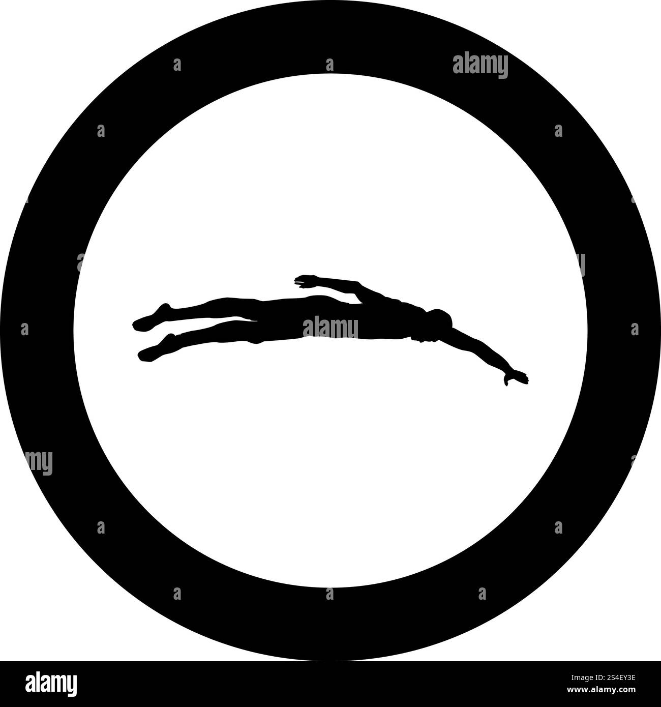 Sportler schwimmen Mann schwebt Kriechen silhouette Symbol Farbe schwarz Vector Illustration Flat Style einfach imagein Kreis Runde Stock Vektor