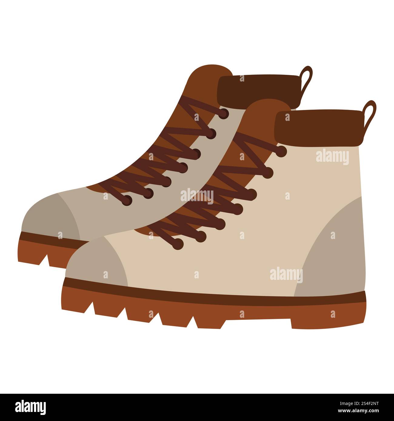 Cartoon Wanderschuhe in flachem Stil isoliert auf weißem Hintergrund. Stock Vektor