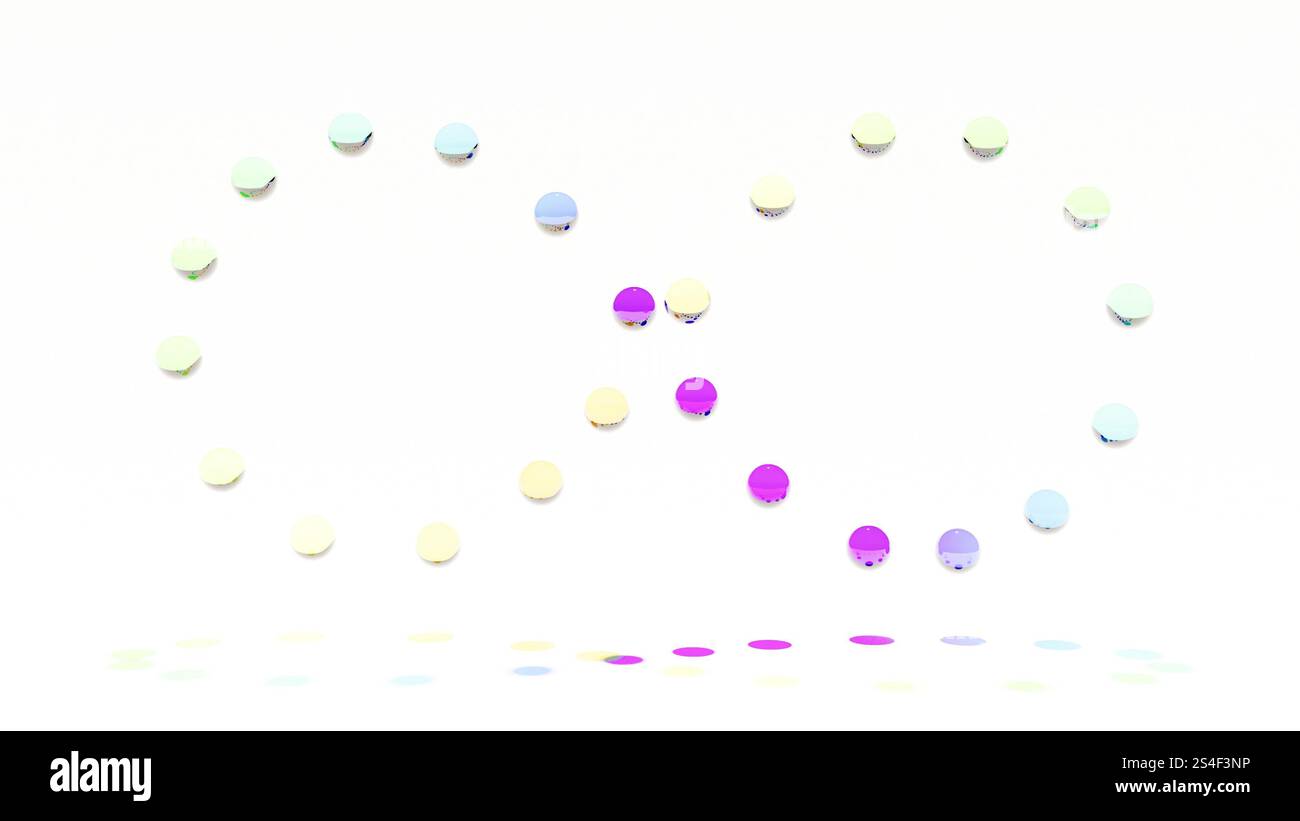 Endloszeichen Nummer 8 farbige Glaskugeln 3D-Rendering Stockfoto