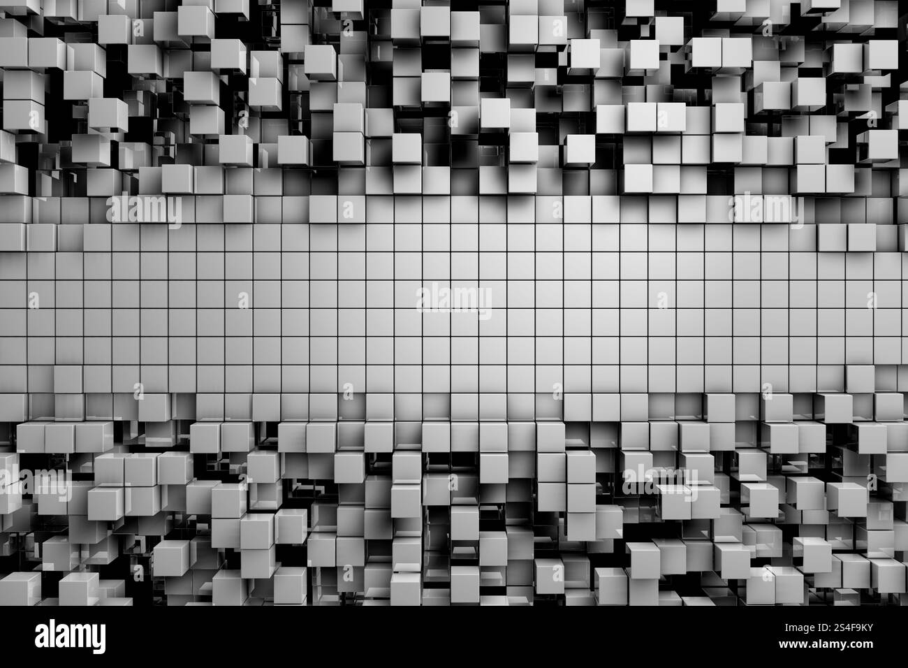 Feld der grauen 3D-Würfel. 3D-Hintergrundbild rendern Stockfoto