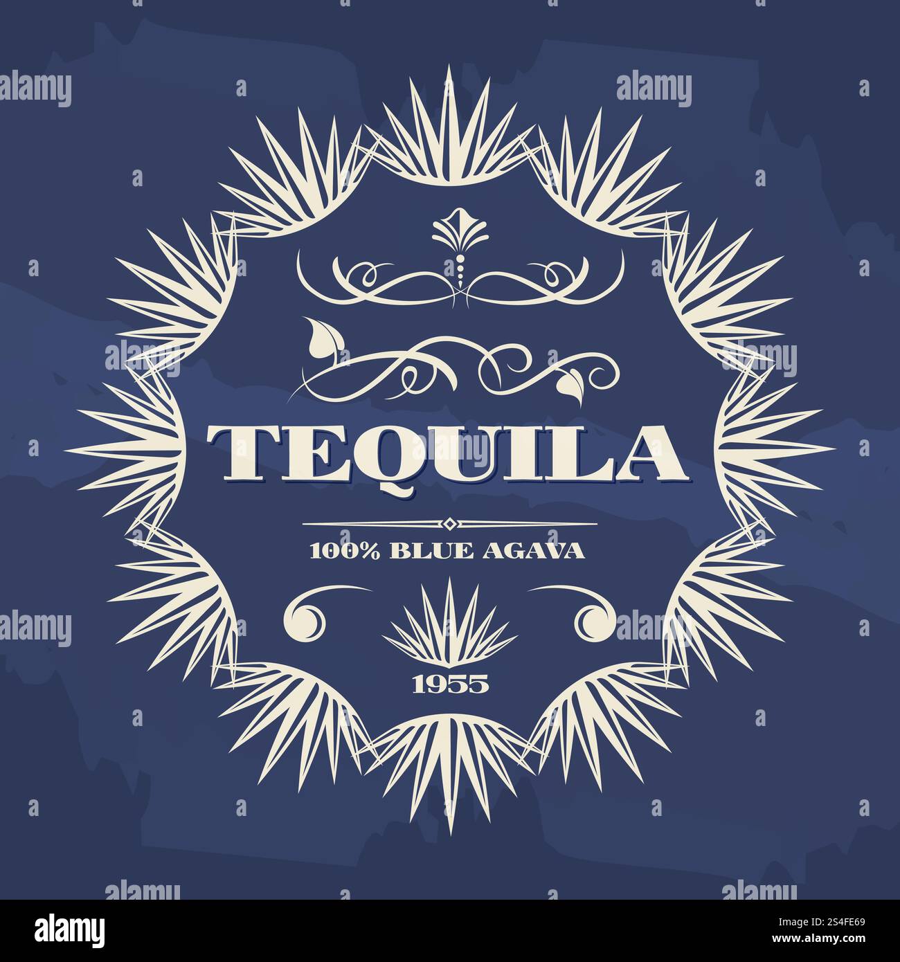 Vintage Tequila Banner oder Poster Design mit agava Pflanzen. Vektorabbildung. Vintage-Tequila-Banner oder Poster-Design Stock Vektor