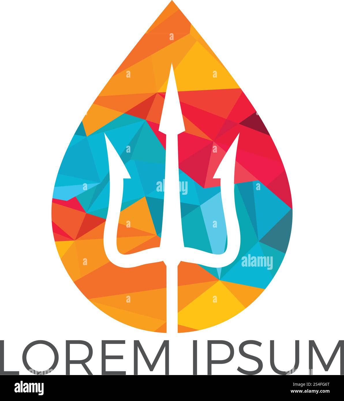 Design mit Wassertropfen und Trident-Logo. Designvorlage für griechisches Logo. Neptun-Vektorzeichen. Stock Vektor Design mit Wassertropfen und Trident-Logo. Designvorlage für griechisches Logo. Neptun-Vektorzeichen. Stock Vektor