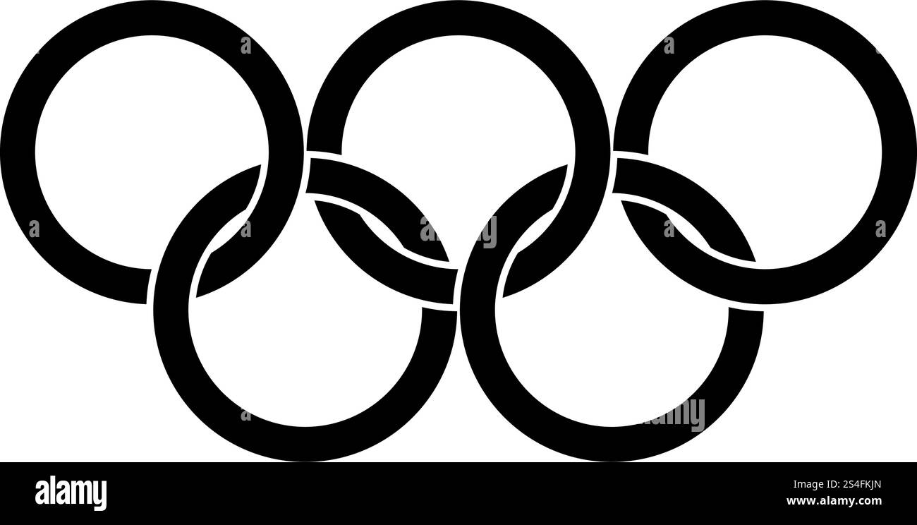 Olympische Ringe fünf olympischen Ringen das Symbol Farbe schwarz Vector Illustration Flat Style simple Image Stock Vektor