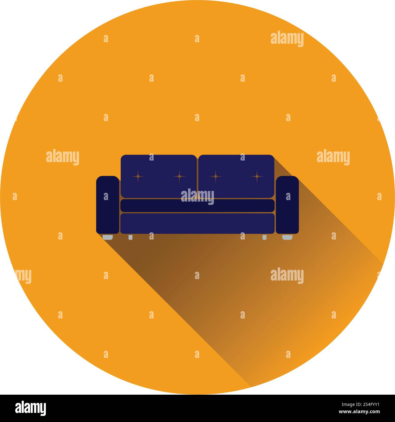 Kino-Sofa-Symbol auf grauem Hintergrund, Runde Schatten. Vektor-Illustration. Stock Vektor