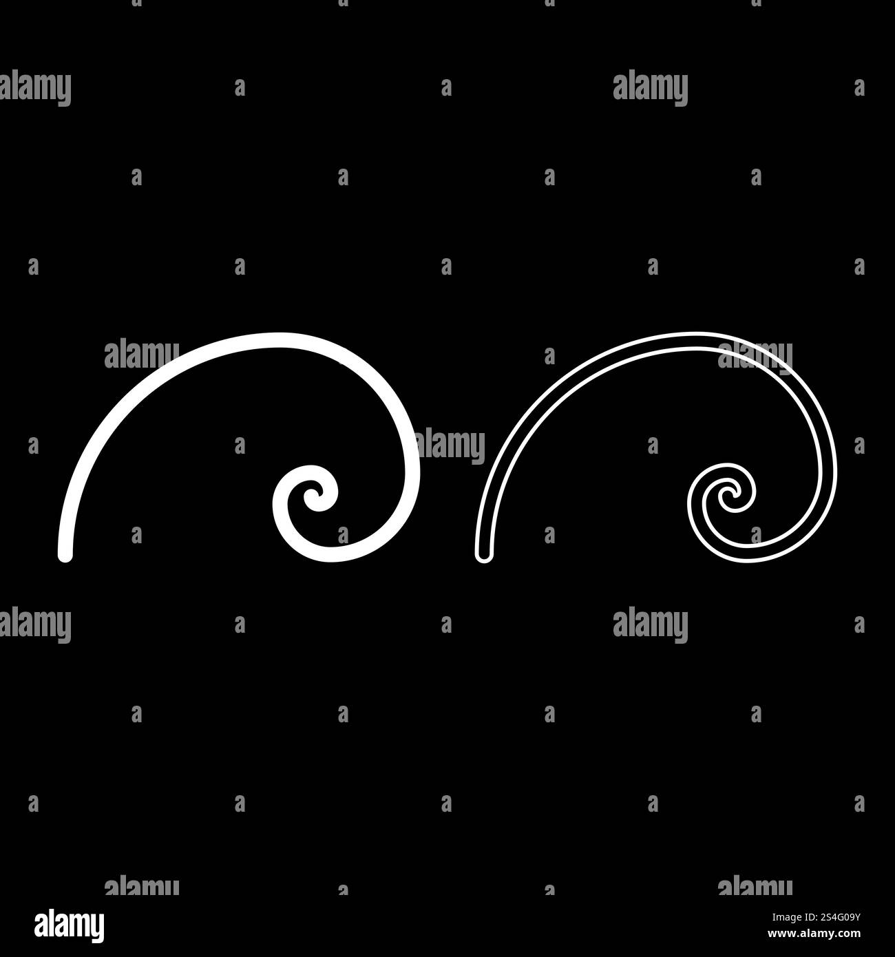 Spirale goldener Schnitt Golden Ratio Verhältnis Fibonacci Spirale Icon Set Farbe weiß Vektor-illustration Flat Style simple Image Stock Vektor