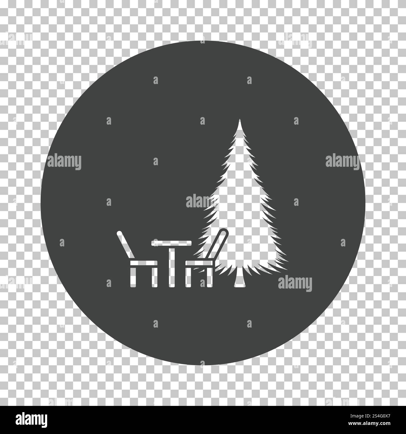 Park Sitz und Pine Tree Symbol. Subtrahieren stencil Design auf Transparency Raster. Vector Illustration. Stock Vektor