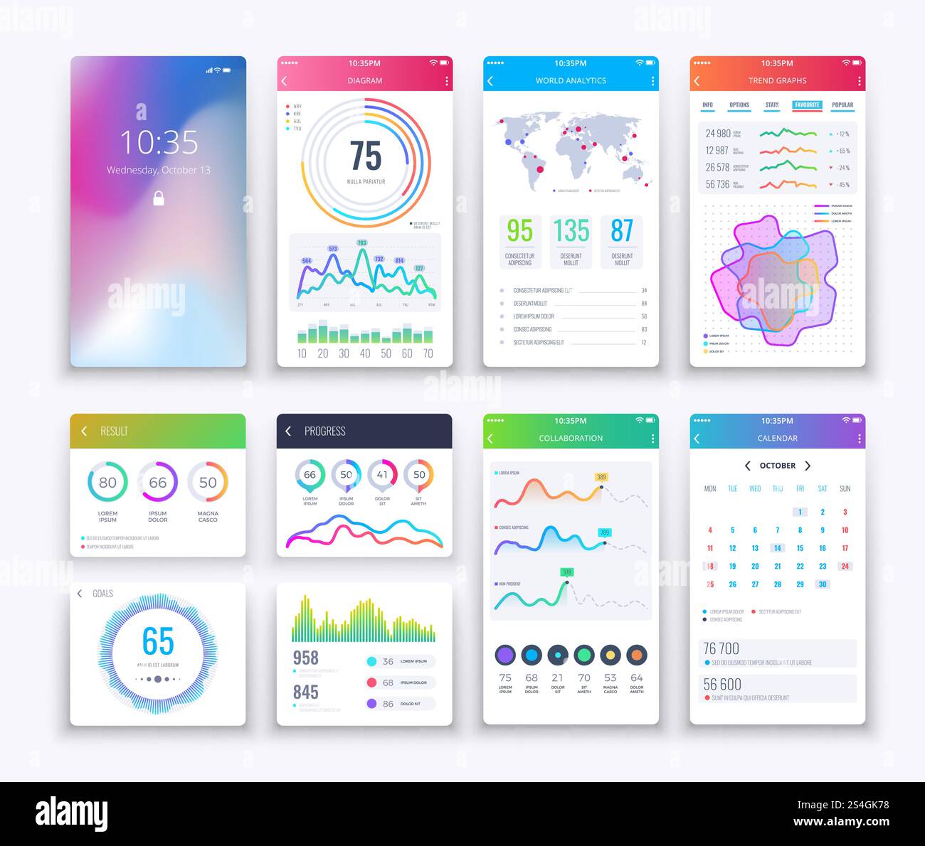 Smartphone-Benutzeroberfläche. Grafische benutzeroberfläche für mobile Vektoren und ux-Design, Vorlagen für digitale Lifestyle-Apps im weißen Stil. Smartphone-Benutzeroberfläche. Grafische benutzeroberfläche für mobile Vektoren und ux-Design, Vorlagen für Apps für digitale Lifestyle-Apps Stock Vektor
