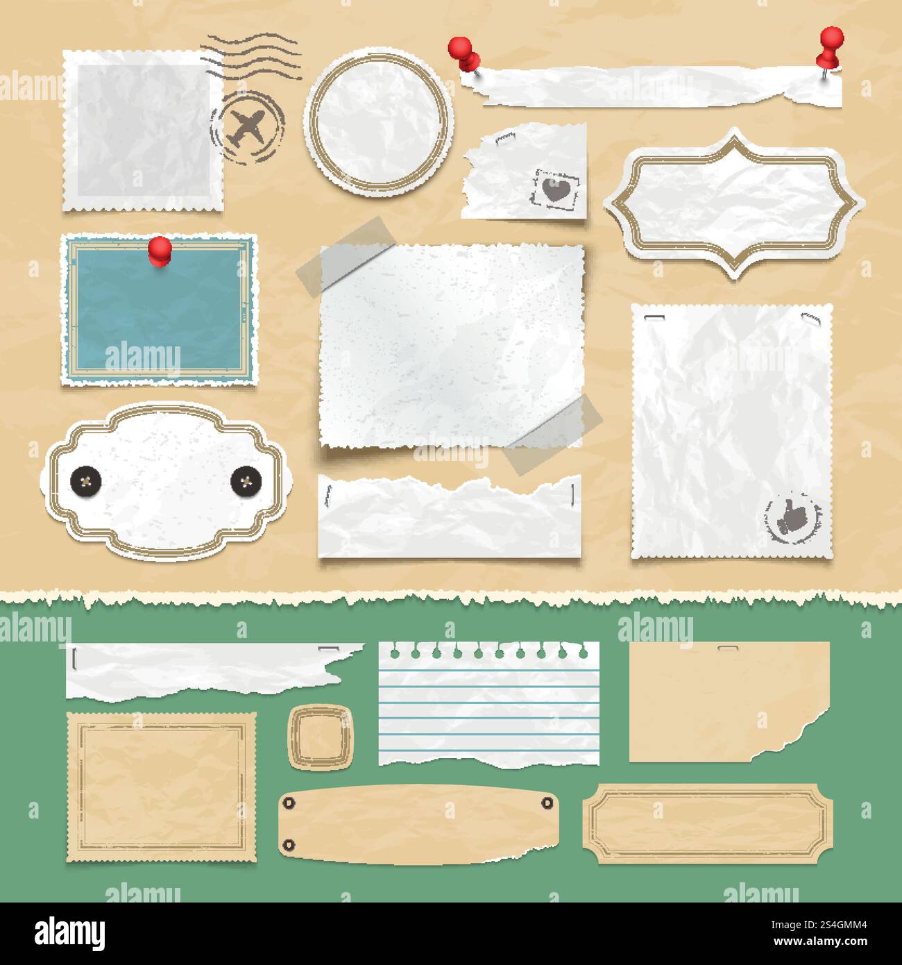 Vintage Scrapbooking Vektorelemente. Alte Papiere, Bilderrahmen und Etiketten. Illustration von Scrapbook und Papierkarte Vintage. Vintage Scrapbooking Vektorelemente. Alte Papiere, Bilderrahmen und Etiketten Stock Vektor