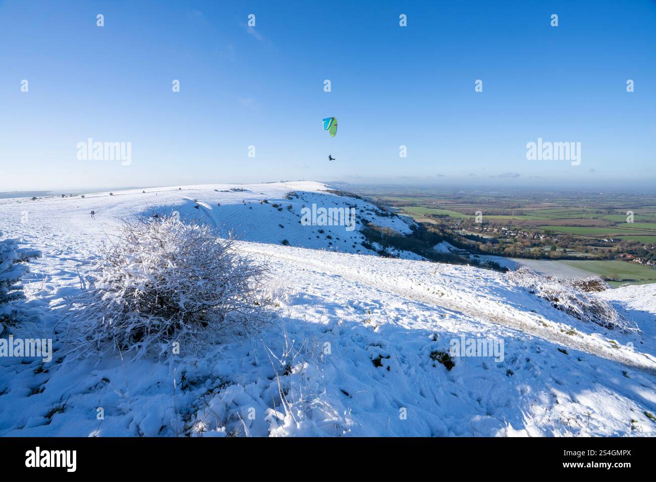 Eine Schneelandschaft am Devil's Dyke im South Downs National Park. Sussex, England, Großbritannien Stockfoto