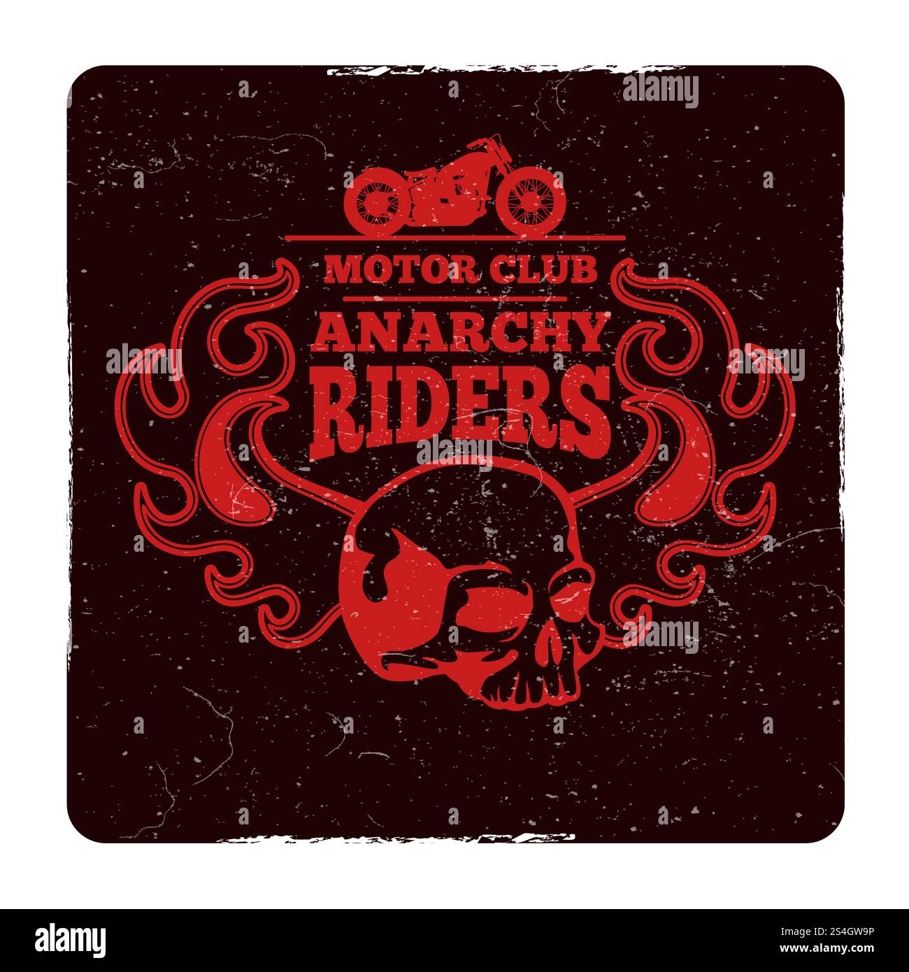 Agressive motorbike club vintage grunge vector red black embem illustration. Motorbike club vintage grunge vector embem Stock Vektor