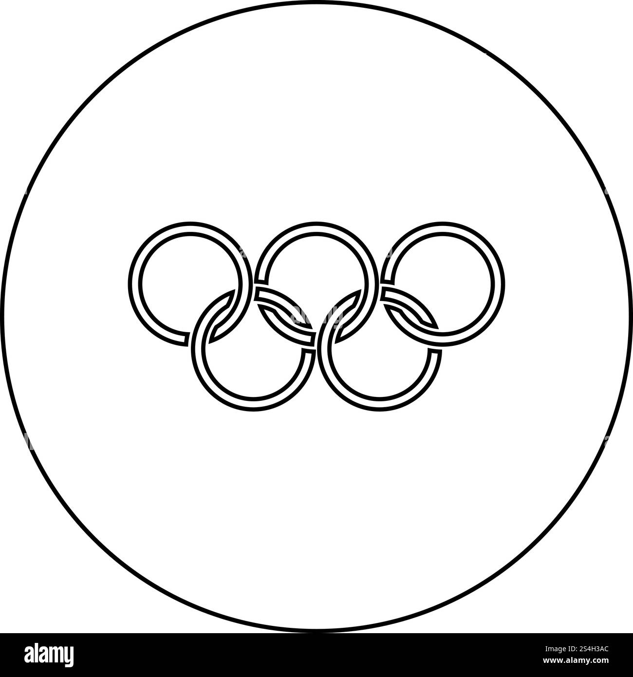 Olympische Ringe fünf olympischen Ringen Symbol im Kreis runde Kontur schwarz Vector Illustration Flat Style simple Image Stock Vektor