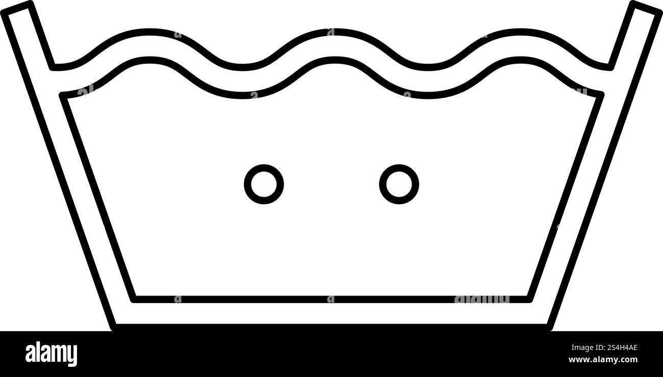 Im warmen Wasser waschen Kleidung pflege Symbole Waschen Konzept Wäscheservice zeichen Symbol outline Schwarz Vector Illustration Flat Style simple Image Stock Vektor