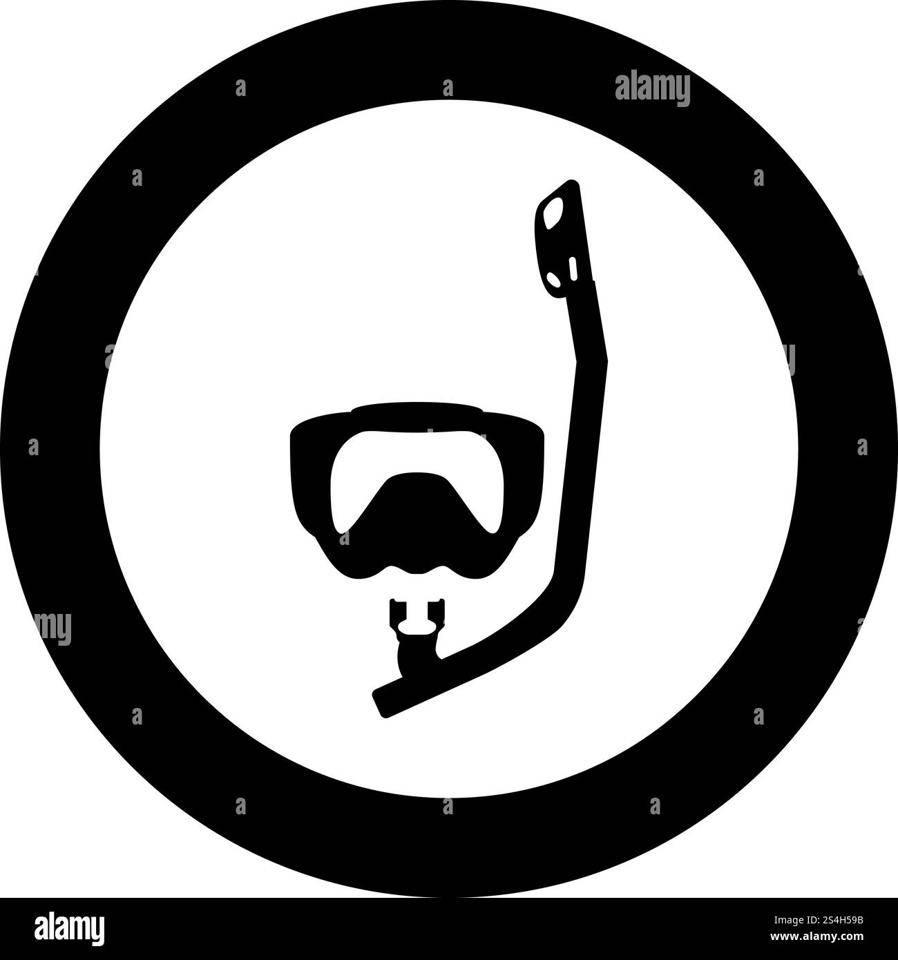 Tauchmaske mit Atemschlauch Tauchen Schnorchel Ausrüstung zum Schwimmen Schnorcheln Konzept Schwimmausrüstung Symbol im Kreis rund schwarz Farbe Vektor Illustration flache Stil einfaches Bild. Tauchmaske mit Atemschlauch Tauchen Schnorchel Ausrüstung zum Schwimmen Schnorcheln Konzept Schwimmausrüstung Symbol im Kreis rund schwarze Farbe Vektor Illustration flache Stil Bild Stock Vektor