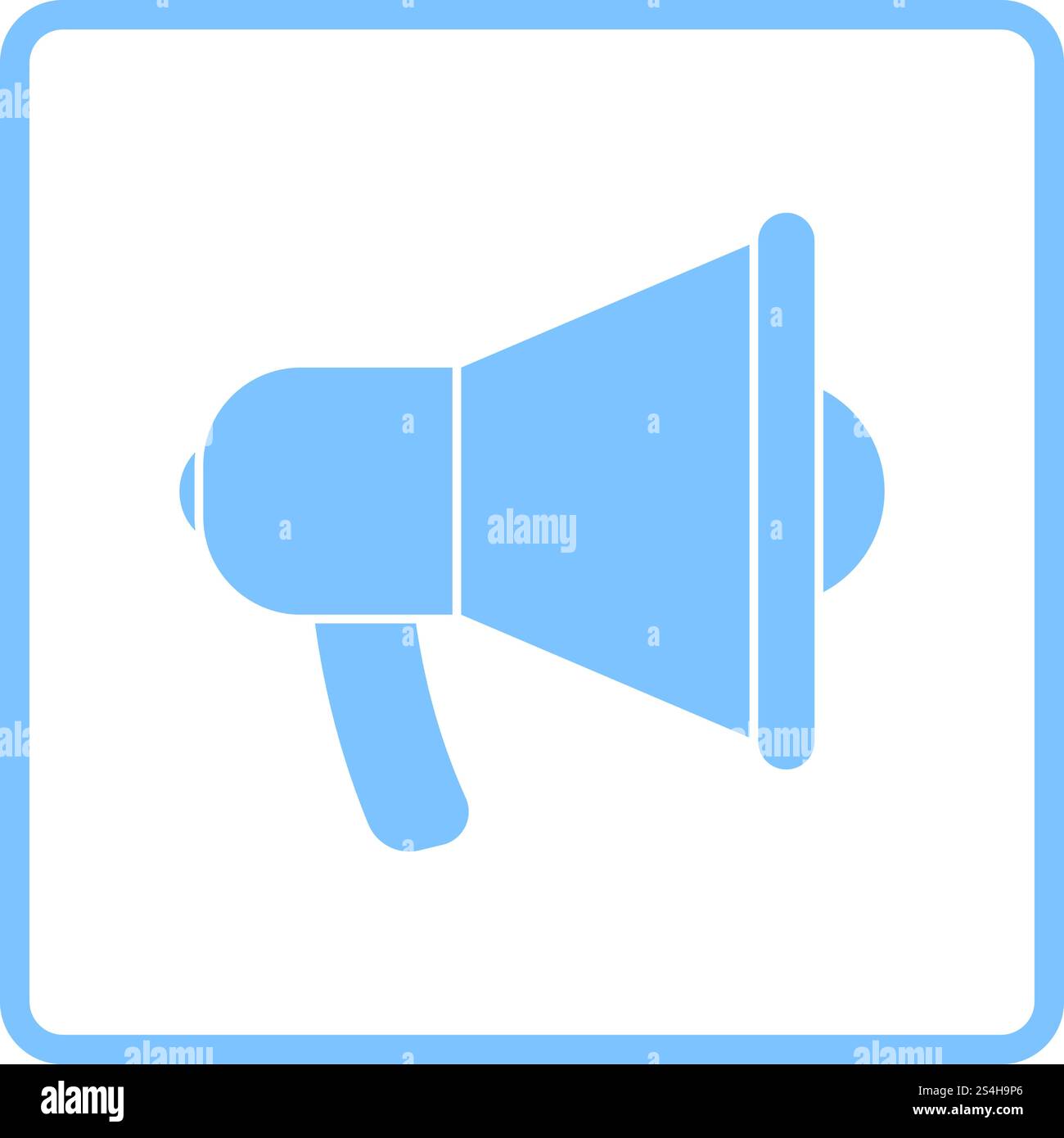 Förderung Megafon-symbol. Blauer Rahmen Design. Vector Illustration. Stock Vektor