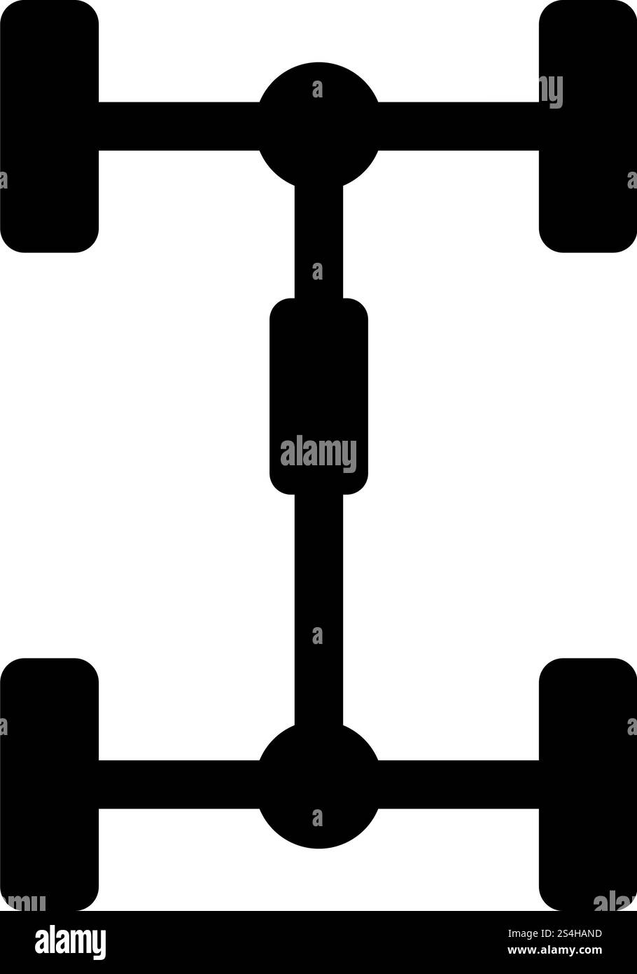 Fahrwerk Chassis Schlitten für Auto Fahrzeug rahmen Symbol Farbe schwarz Vector Illustration Flat Style simple Image Stock Vektor