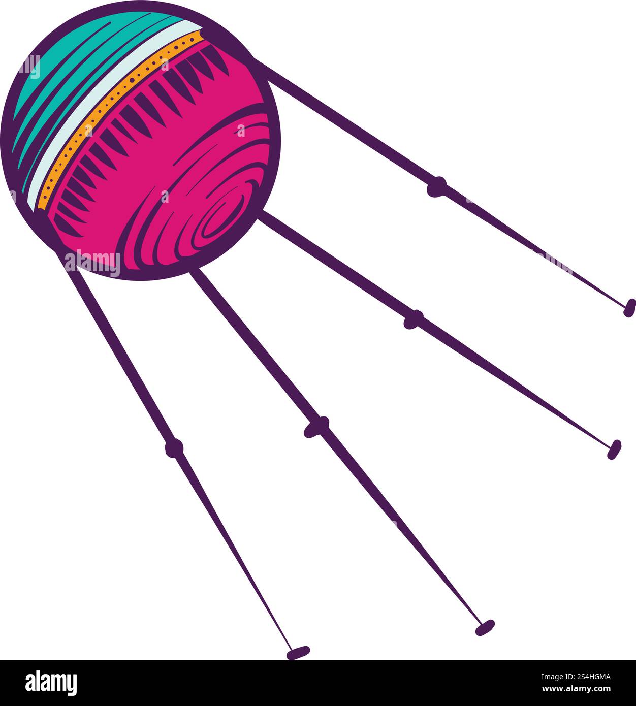 Kugelsatellitensymbol. Handgezeichnete Illustration des Kugelsatellitenvektorsymbols für Webdesign. Kugelsatellitensymbol, handgezeichnet Stock Vektor