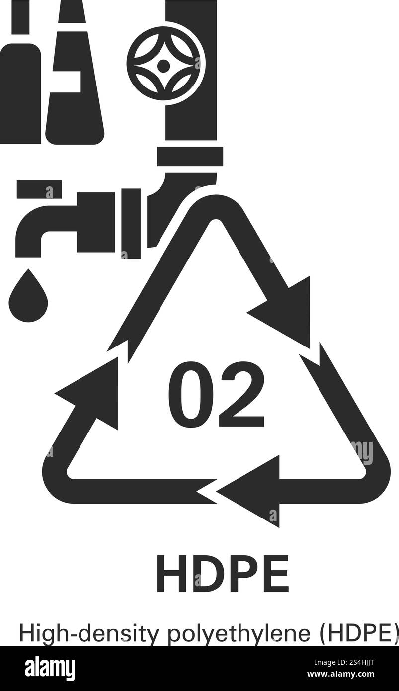 Symbol aus Polyethylen hoher Dichte. Einfache Illustration des Vektorsymbols aus Polyethylen hoher Dichte für Webdesign isoliert auf weißem Hintergrund. Symbol aus Polyethylen hoher Dichte, einfache Ausführung Stock Vektor