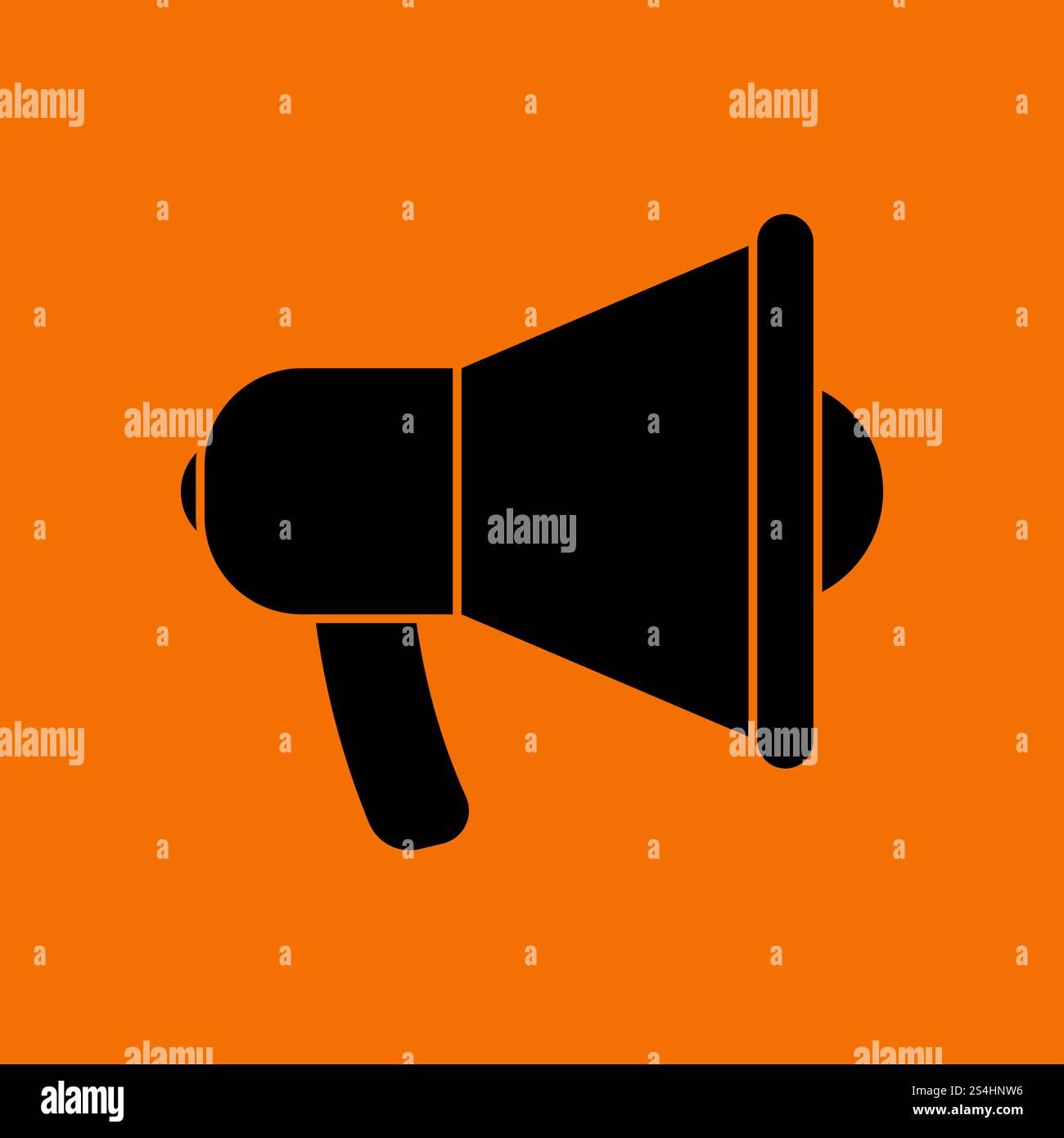 Förderung Megafon-symbol. Schwarz auf Orange Hintergrund. Vector Illustration. Stock Vektor