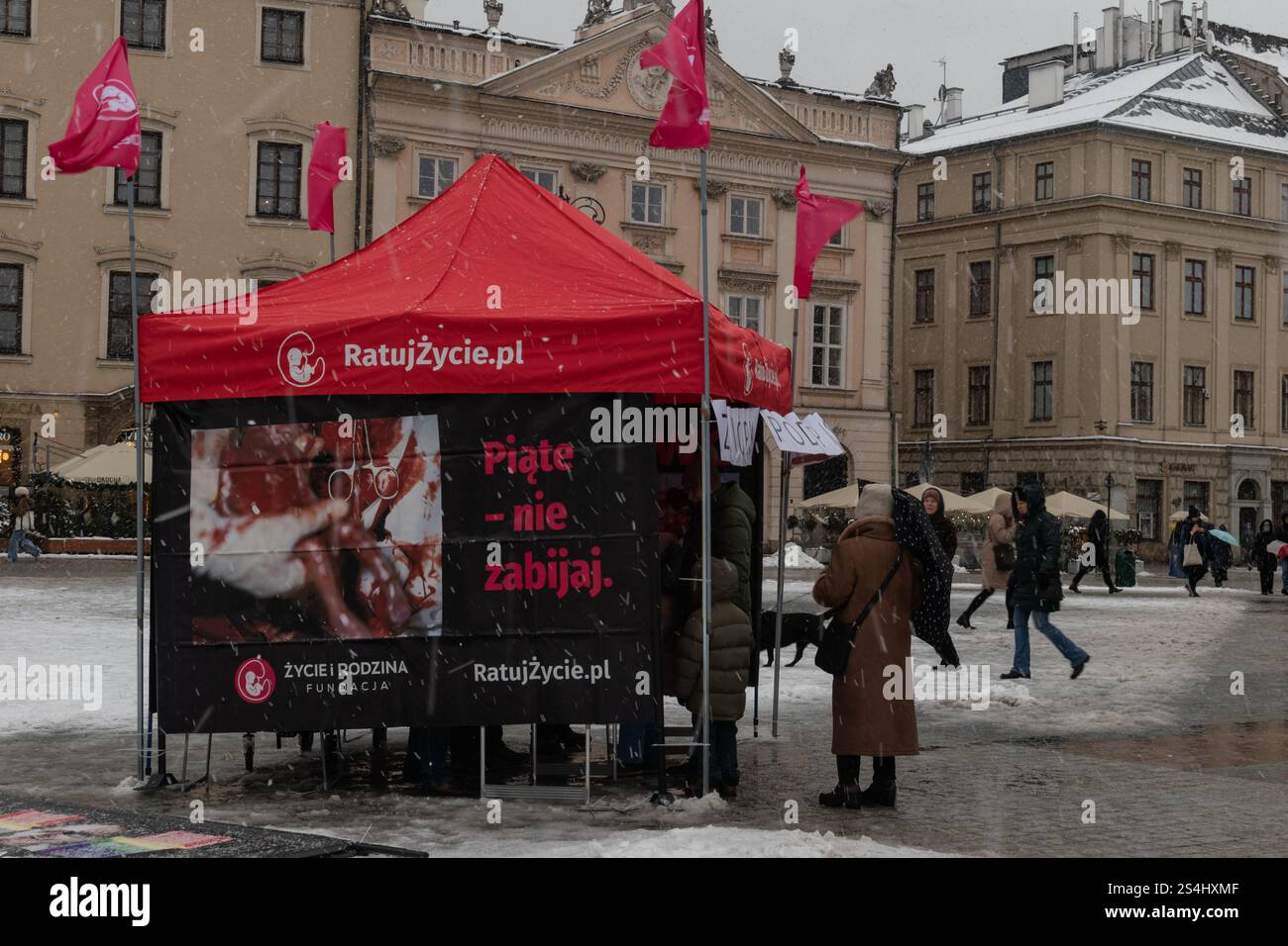 Ein Anti-Abtreibung-Protest in Krakau. Stockfoto