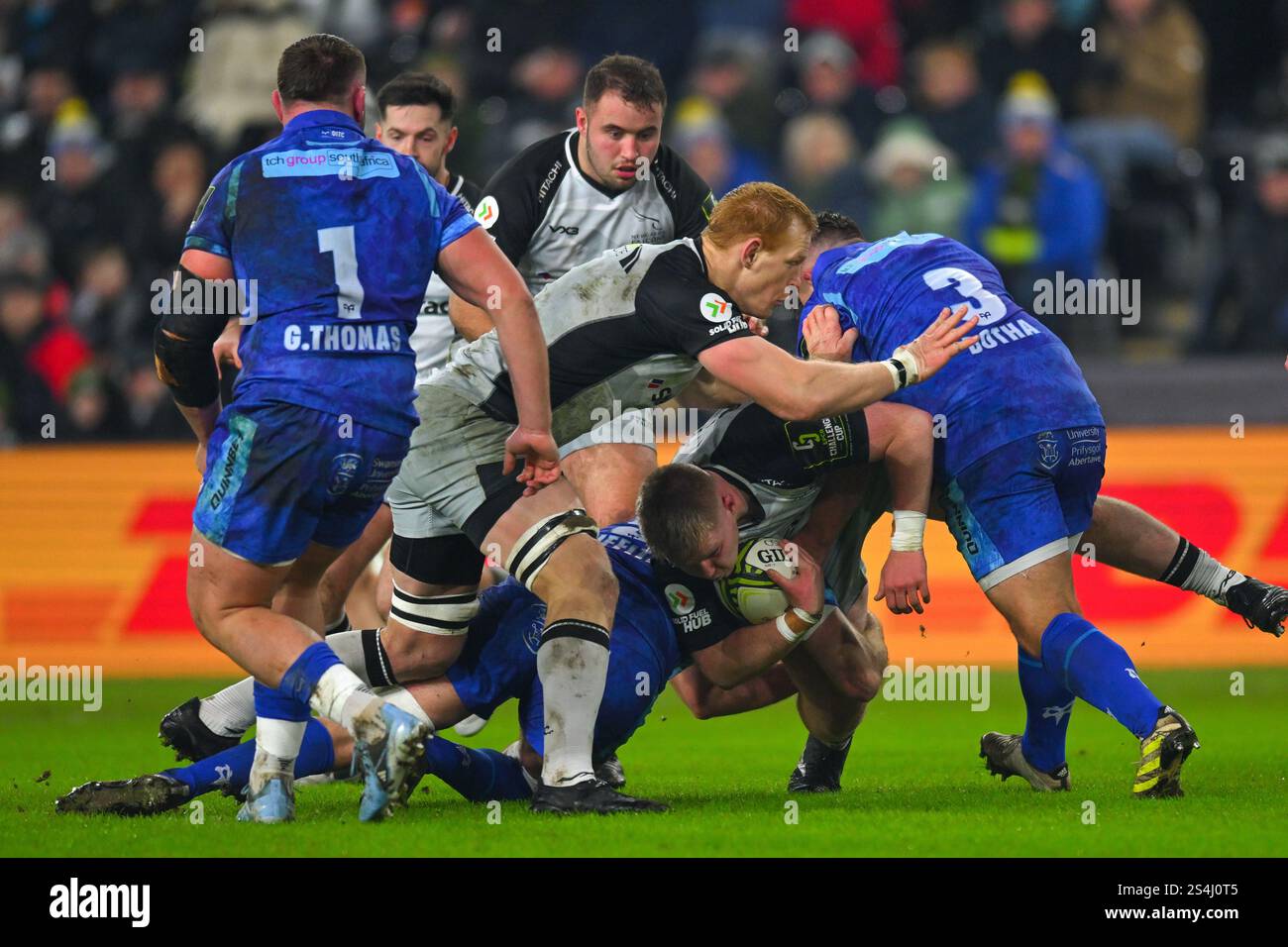 EPCR Challenge Cup Swansea.com Stadium, Wales 01/2025 Ospreys gegen Newcastle Falcons Stockfoto