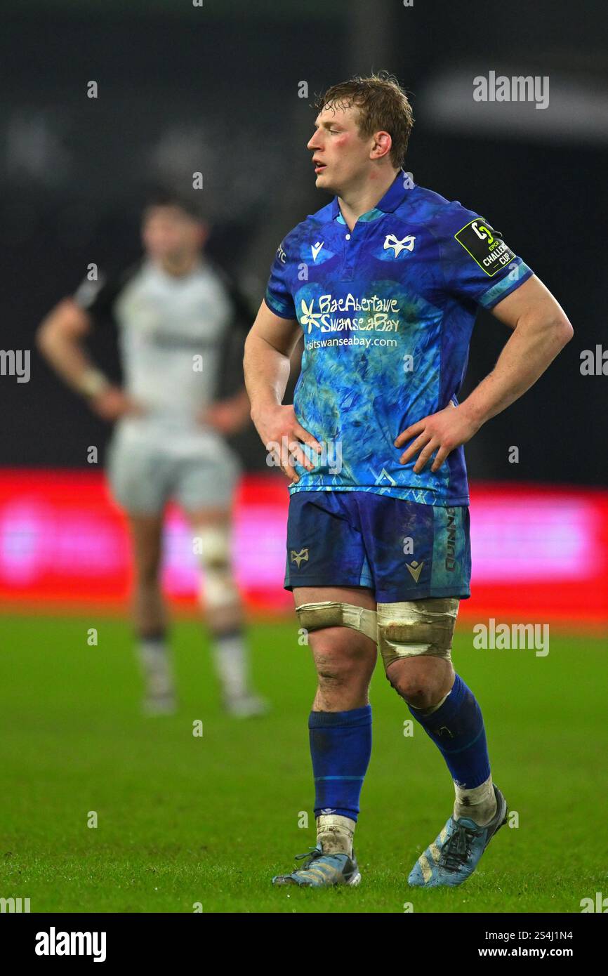 EPCR Challenge Cup Swansea.com Stadium, Wales 01/2025 Ospreys gegen Newcastle Falcons Stockfoto