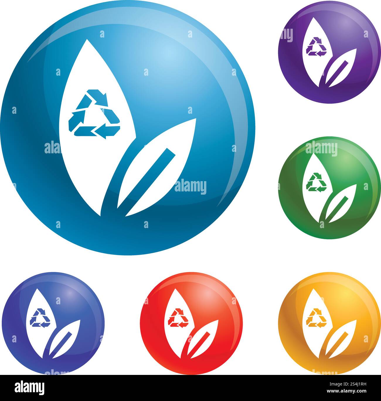 Leaf-Symbole wiederverwenden legen Vektor 6-Farbe auf weißem Hintergrund isoliert fest. Leaf-Symbole wiederverwenden legen Vektor fest Stock Vektor