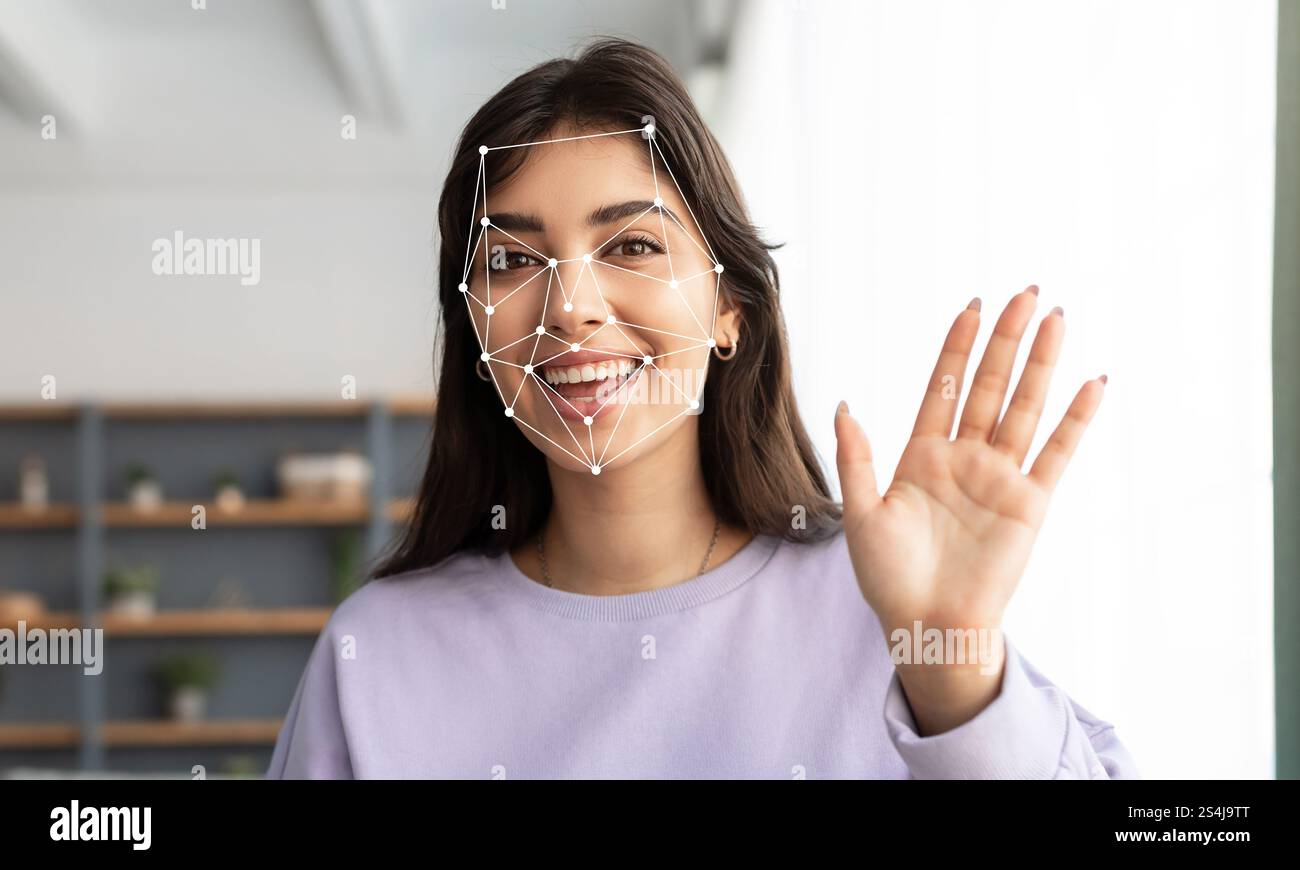 Moderne Technologie verbessert die Gesichtserkennung und -Erkennung für Sicherheit Stockfoto