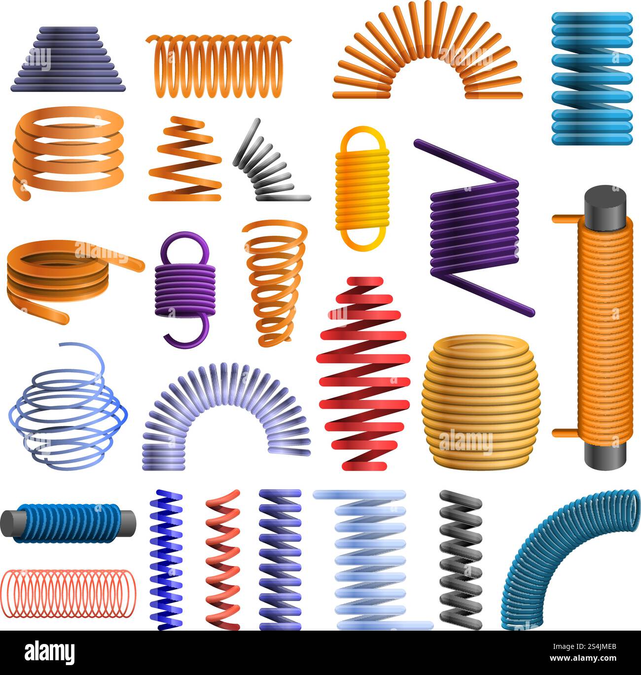 Symbolgruppe Spule. Zeichentricksatz von Spulenvektorsymbolen für Webdesign. Coil-Symbol-Set, Cartoon-Stil Stock Vektor