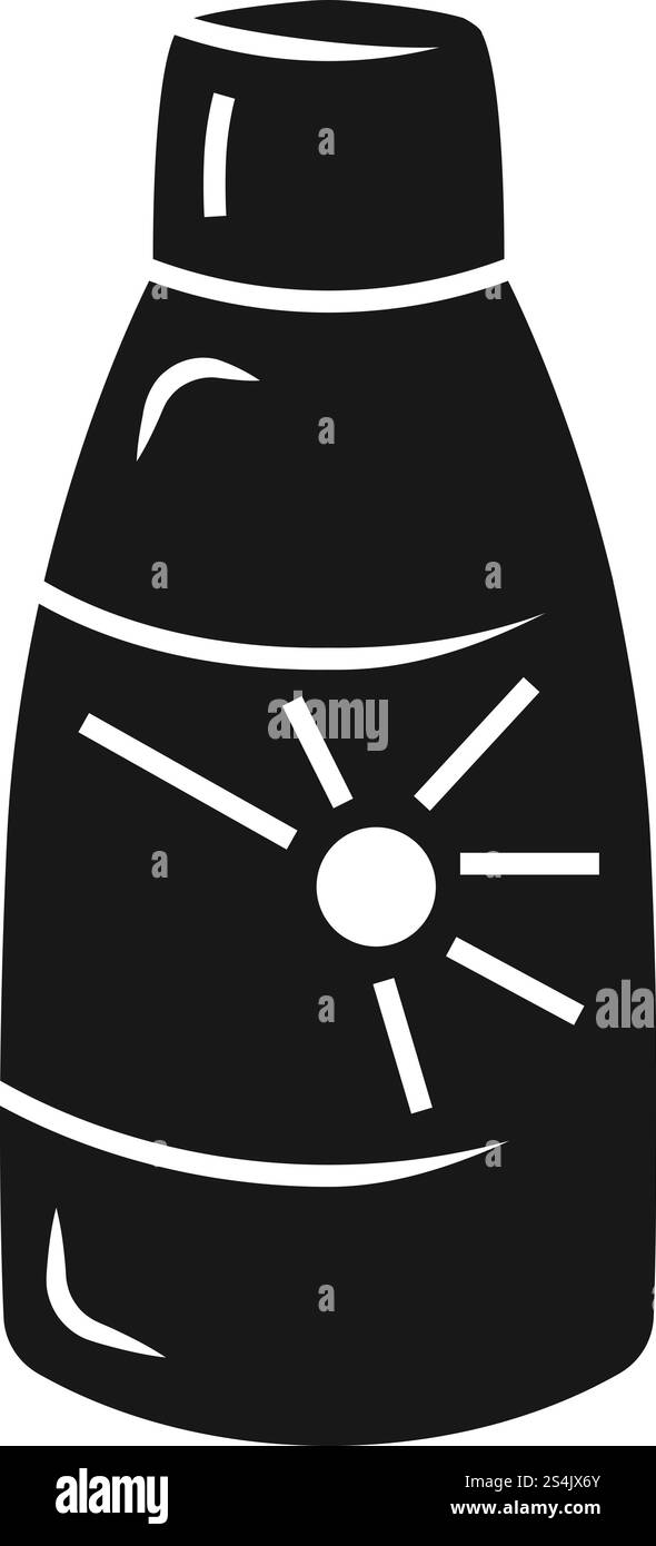 Symbol für die Sonnencreme-Flasche. Einfache Illustration des Sonnencreme Flasche Vektorsymbol für Web-Design isoliert auf weißem Hintergrund. Sonnencreme-Flaschensymbol, schlichter Stil Stock Vektor