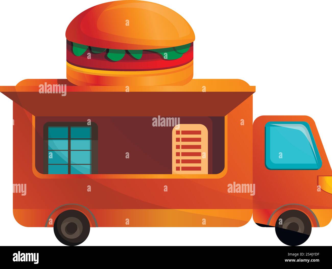 Symbol für Burger Truck. Cartoon von Burger Truck Vektor-Symbol für Web-Design isoliert auf weißem Hintergrund. Burger Truck-Ikone, Cartoon-Stil Stock Vektor