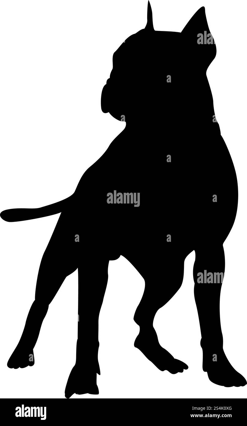 Pit Bull Terrier Hund Silhouette. Glatte Vector Illustration. Stock Vektor