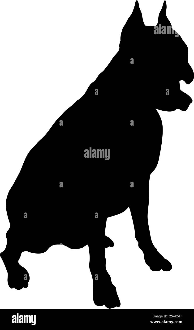 Boxer Hund Silhouette. Glatte Vector Illustration. Stock Vektor