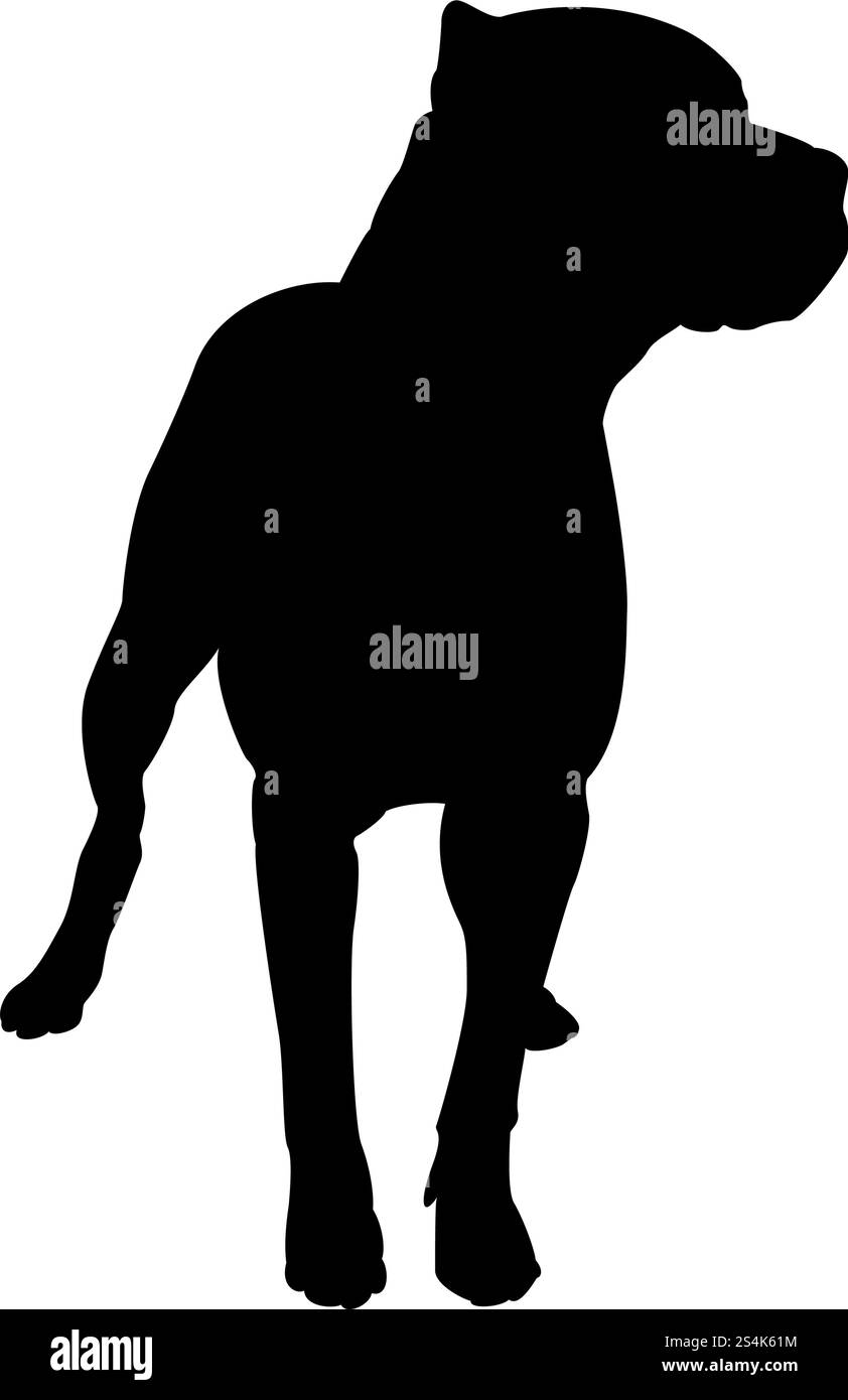 Pit Bull Terrier Hund Silhouette. Glatte Vector Illustration. Stock Vektor