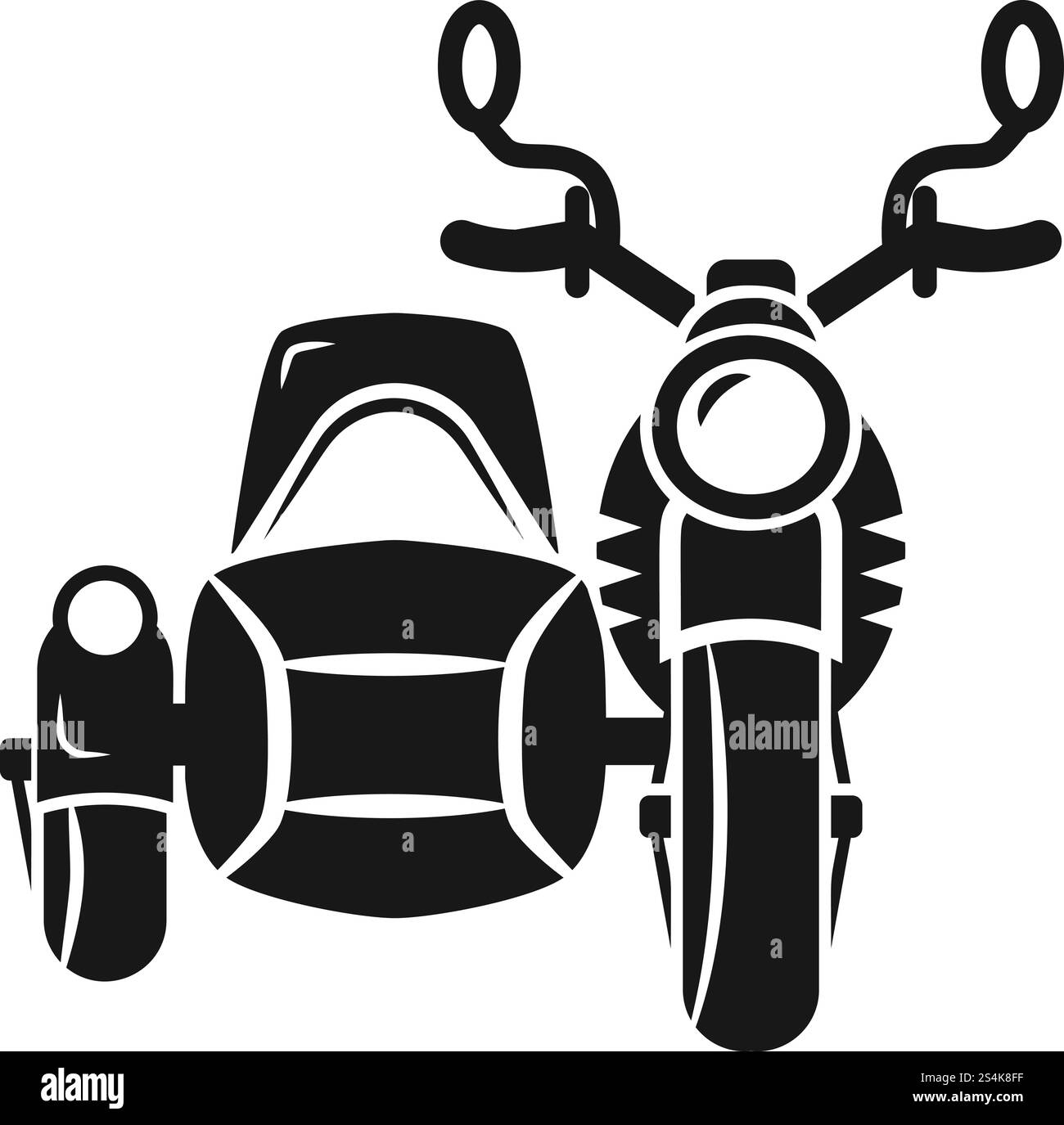 Motorrad mit Schlittensymbol. Einfache Illustration des Motorrads mit Wagenvektorsymbol für Webdesign isoliert auf weißem Hintergrund. Motorrad mit Kutschensymbol, einfacher Stil Stock Vektor