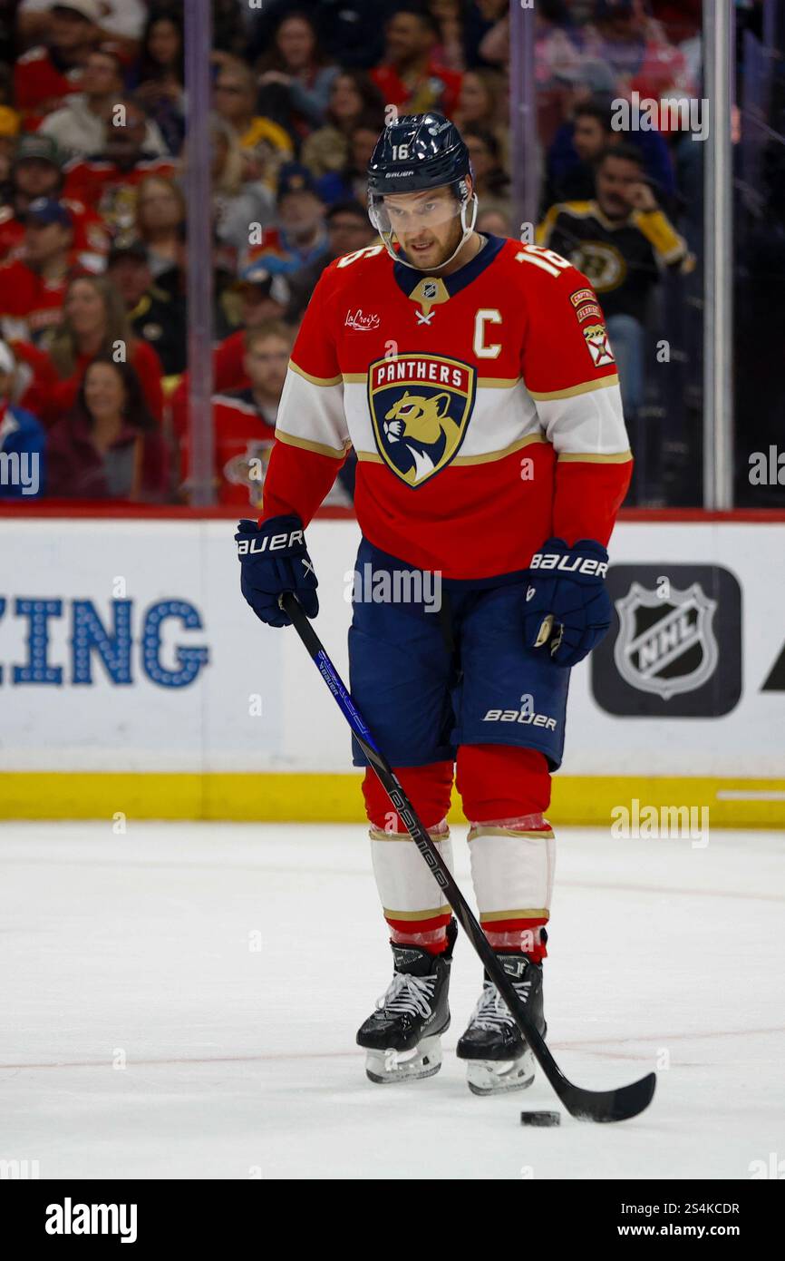 SUNRISE, FL - Florida Panthers Aleksander Barkov #16 in Aktion (Foto: Chris Arjoon) Stockfoto