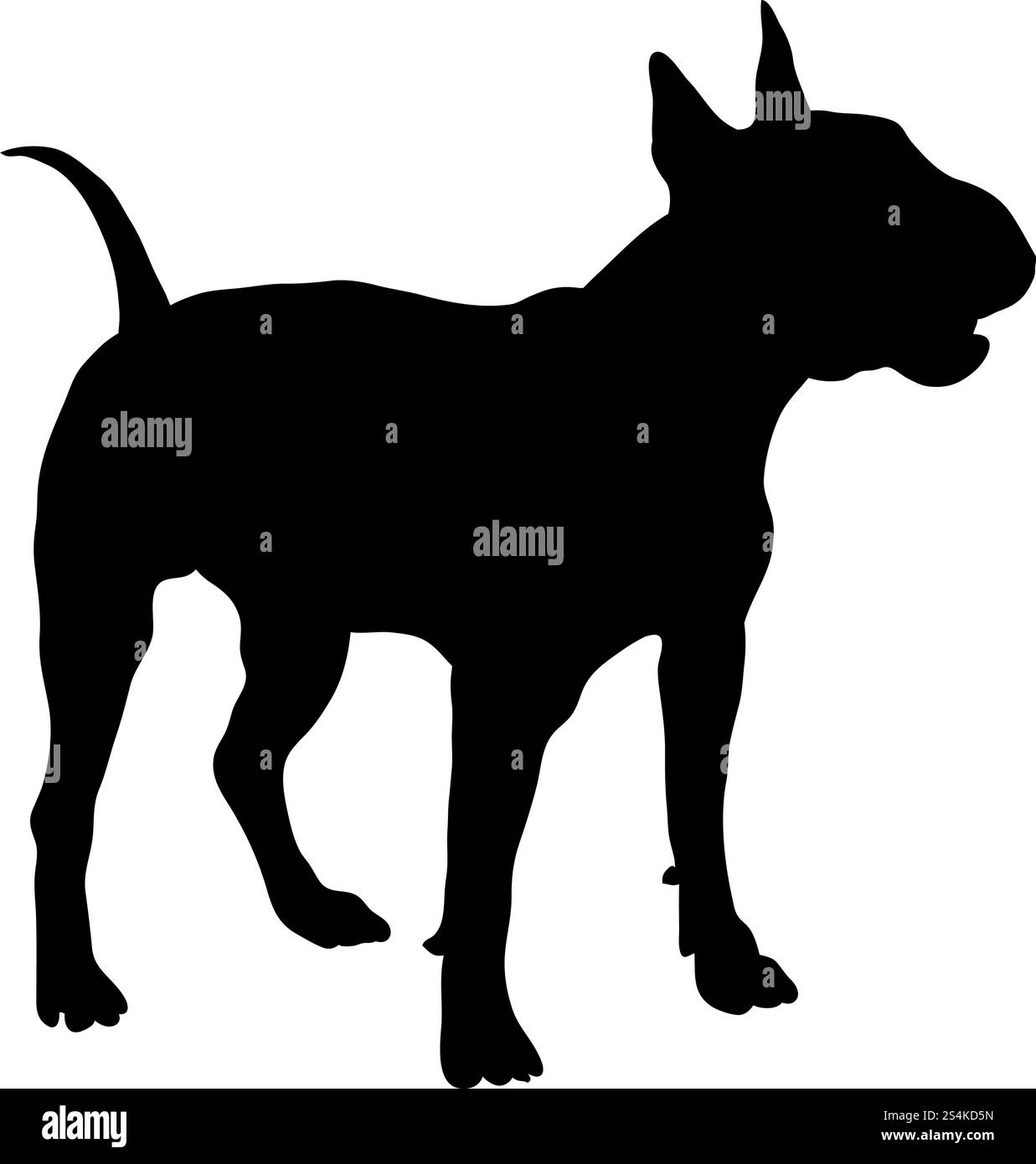 Bull Terrier Hund Silhouette. Glatte Vector Illustration. Stock Vektor