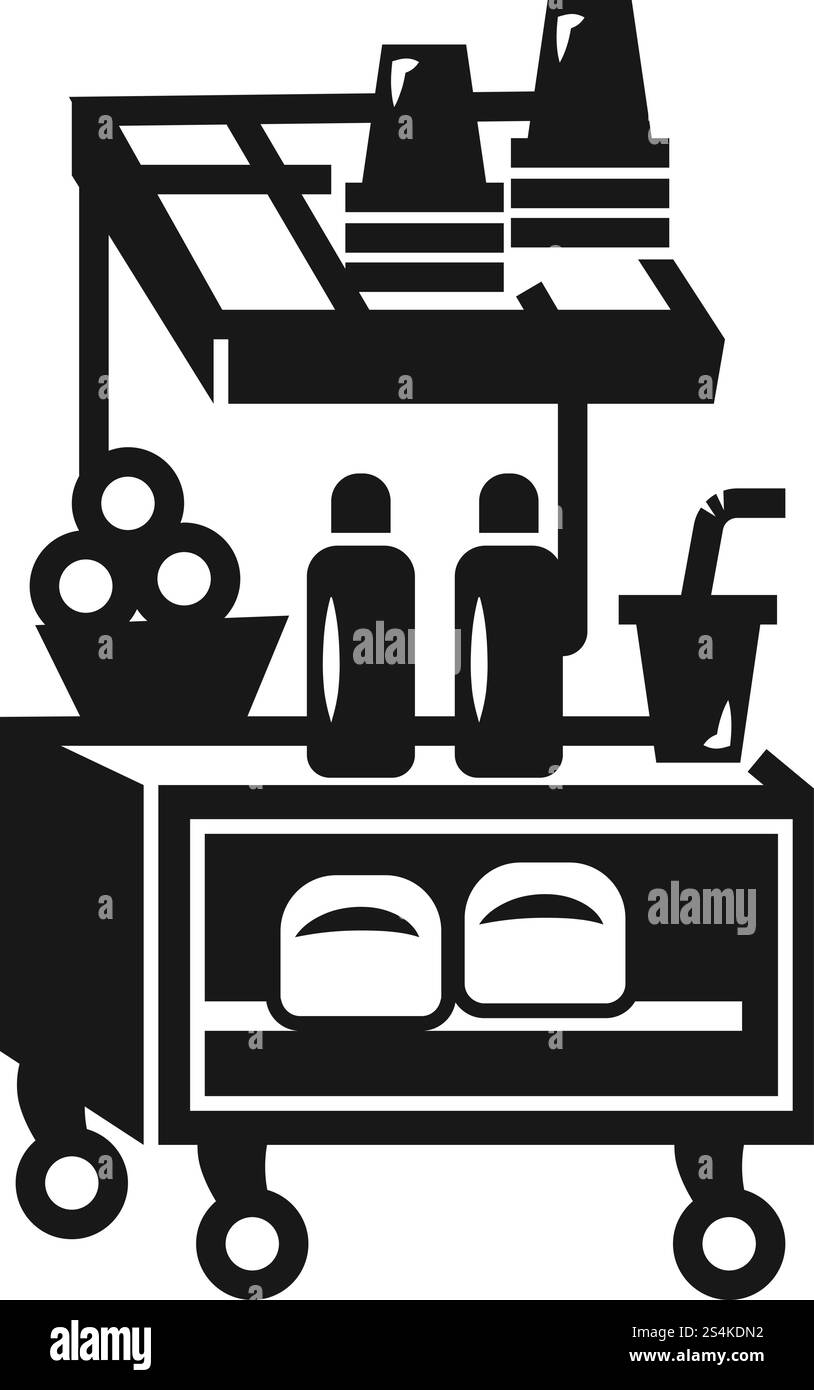 Street Food Kiosk Symbol. Einfache Illustration des Street Food Kiosk Vektorsymbols für Web Design isoliert auf weißem Hintergrund. Street-Food-Kiosk-Symbol, einfacher Stil Stock Vektor