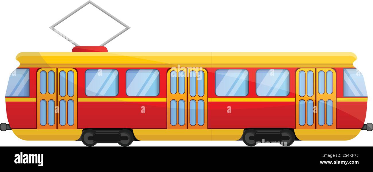 Symbol für Retro-Straßenbahnwagen. Cartoon des Retro Tram Auto Vektorsymbols für Web Design isoliert auf weißem Hintergrund. Retro-Tram-Car-Ikone im Cartoon-Stil Stock Vektor