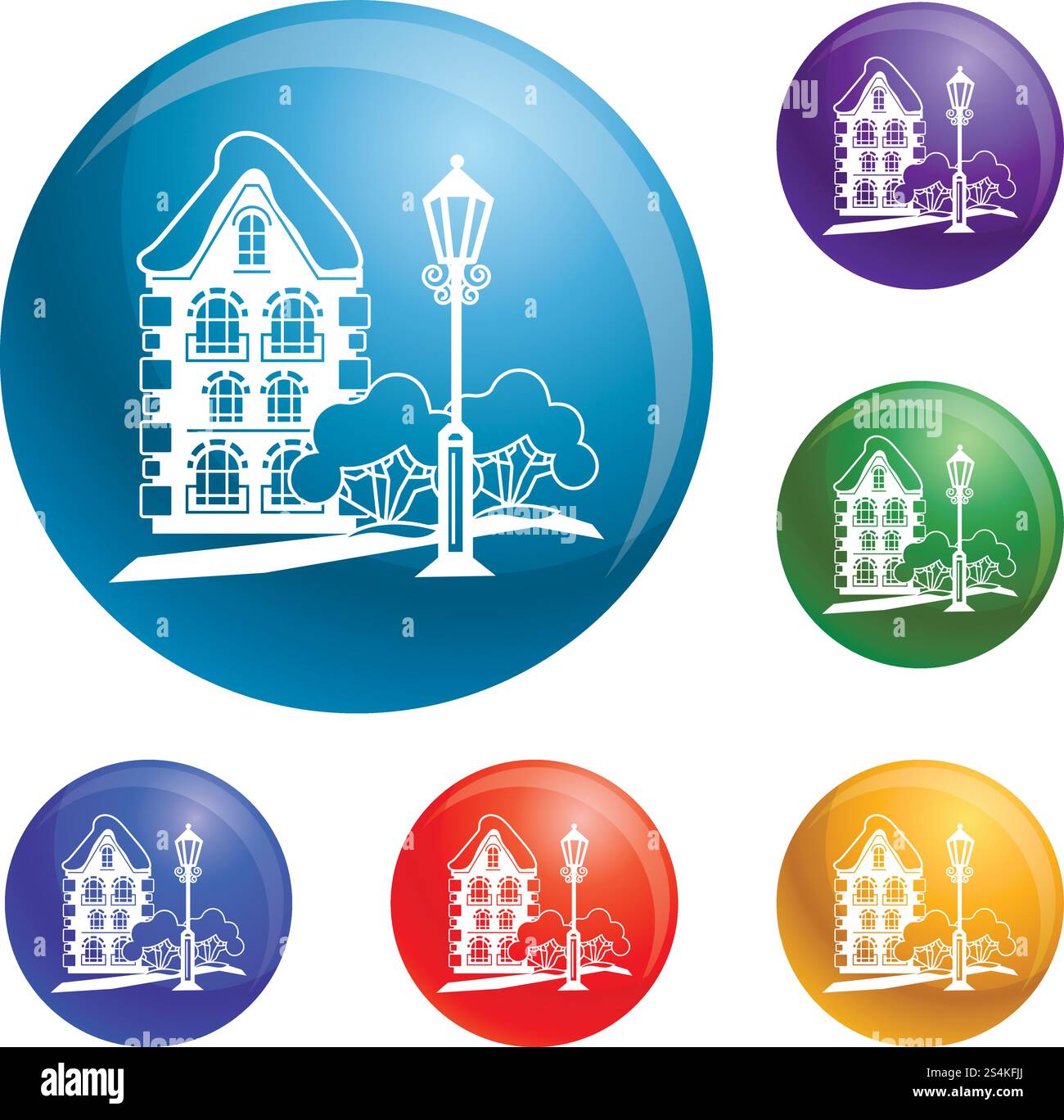 Alte Haus-Symbole setzen Vektor 6 Farbe isoliert auf weißem Hintergrund. Alte Haus-Symbole setzen Vektor Stock Vektor