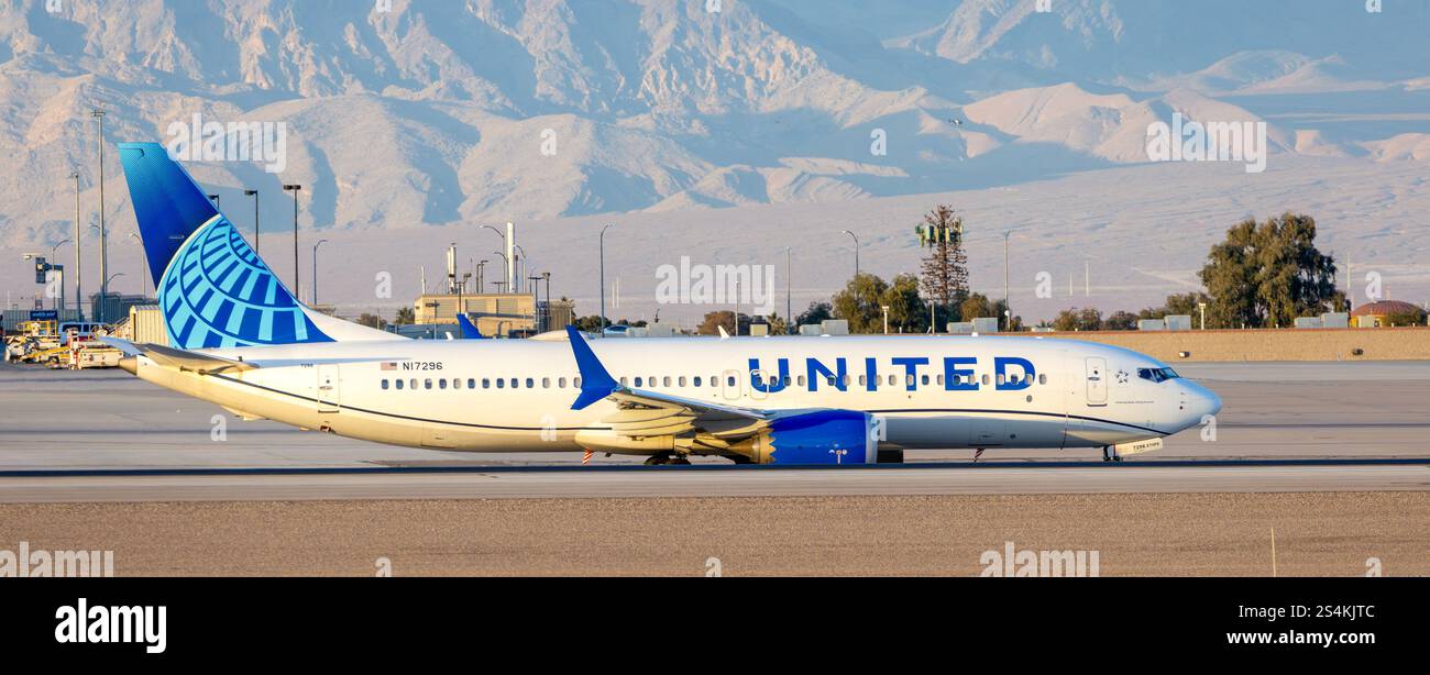 Las Vegas, Nevada - 1. Januar 2025: Flugzeuge auf dem McCarran International Airport in Las Vegas, Nevada Stockfoto