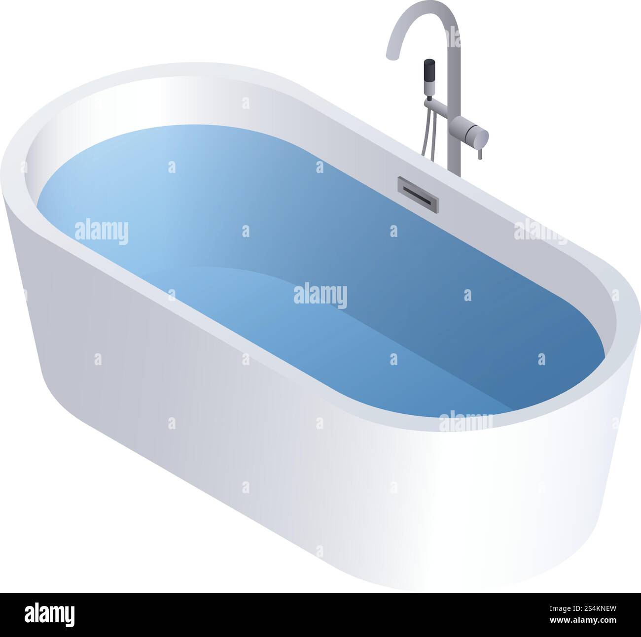 Rundes, voll ausgestattetes Wasserbadezimmer. Isometrisch des runden Vollwasser-Wanne-Vektorsymbols für Webdesign isoliert auf weißem Hintergrund. Rundes, voll ausgestattetes Wasserbadezimmer im isometrischen Stil Stock Vektor