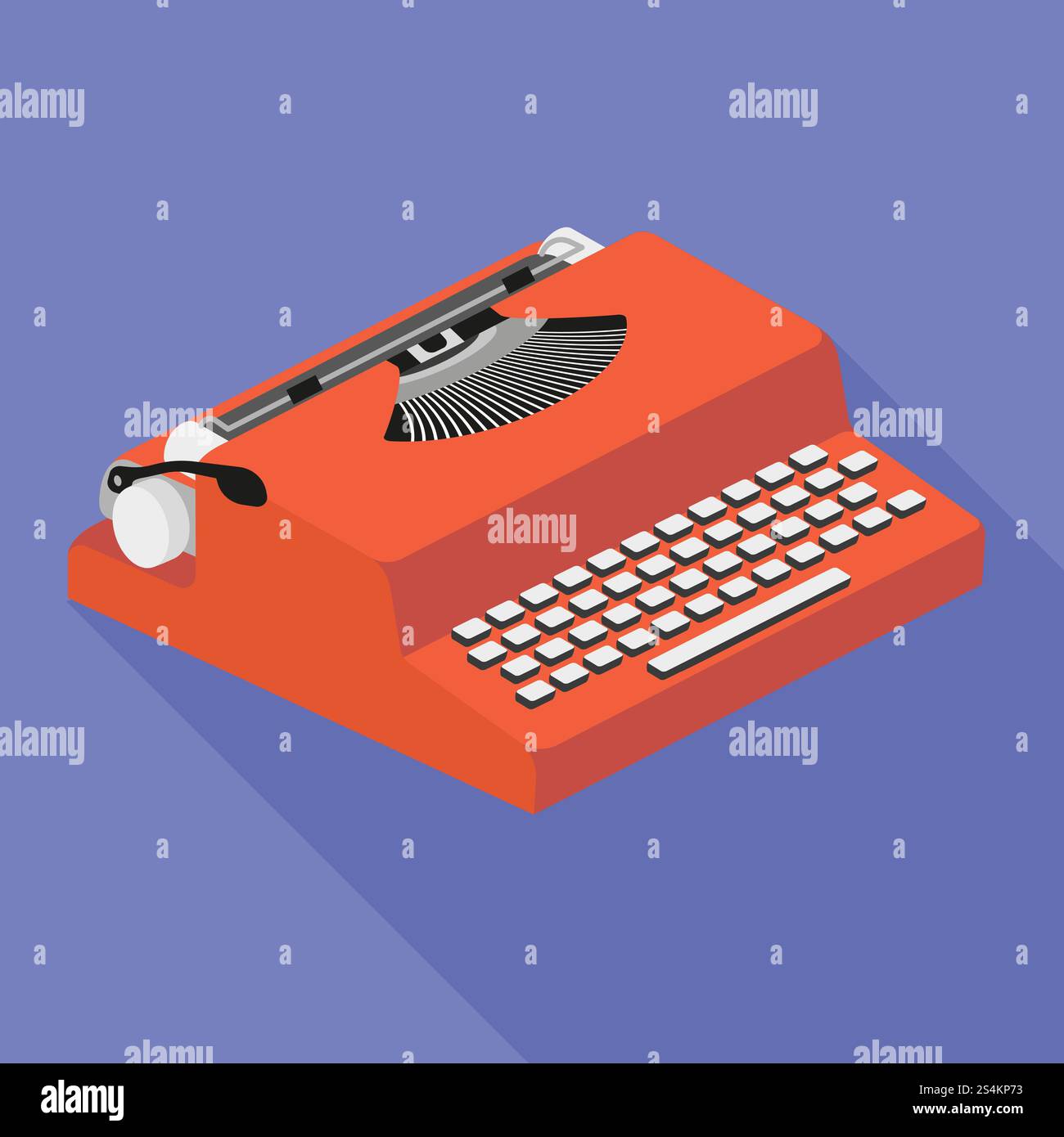 Rotes Schreibmaschinensymbol. Flache Illustration des roten Schreibmaschinenvektorsymbols für Webdesign. Rote Schreibmaschinenfigur, flacher Stil Stock Vektor