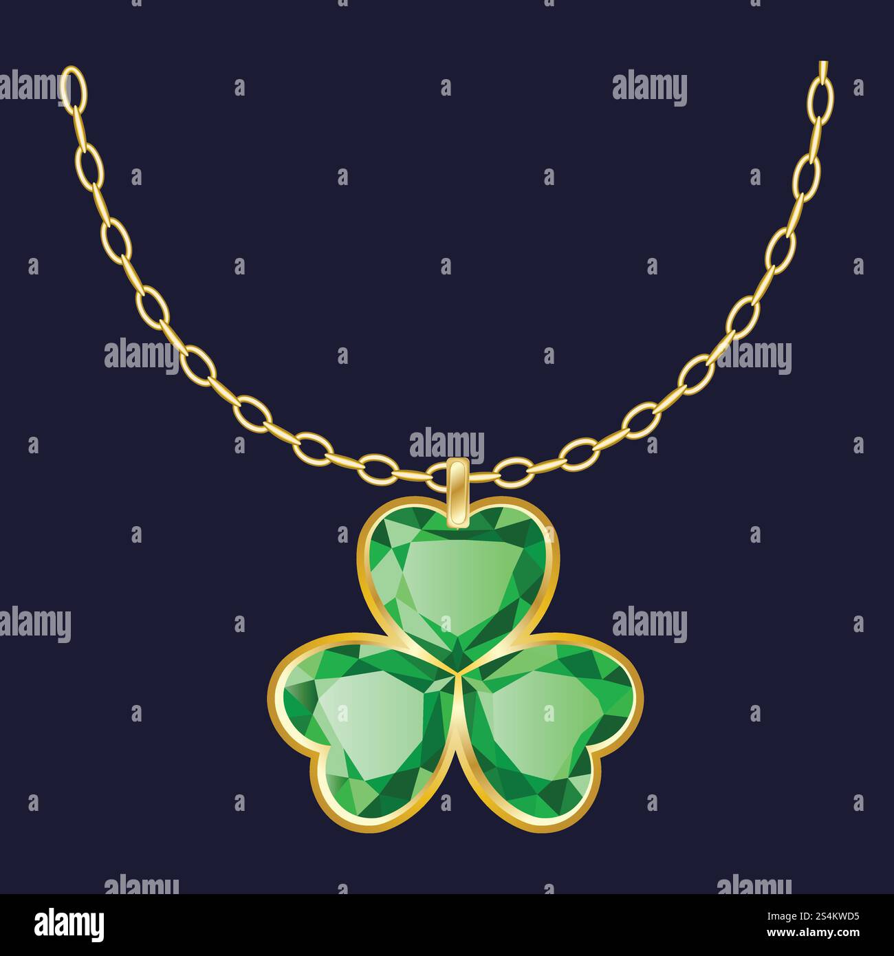 Anhänger mit Dreiflügel und Halskette. Realistische Illustration von Dreifolie Anhänger Halskette Vektor-Symbol für Web-Design. Kettenanhänger mit Dreiflügelanhänger, realistischer Stil Stock Vektor