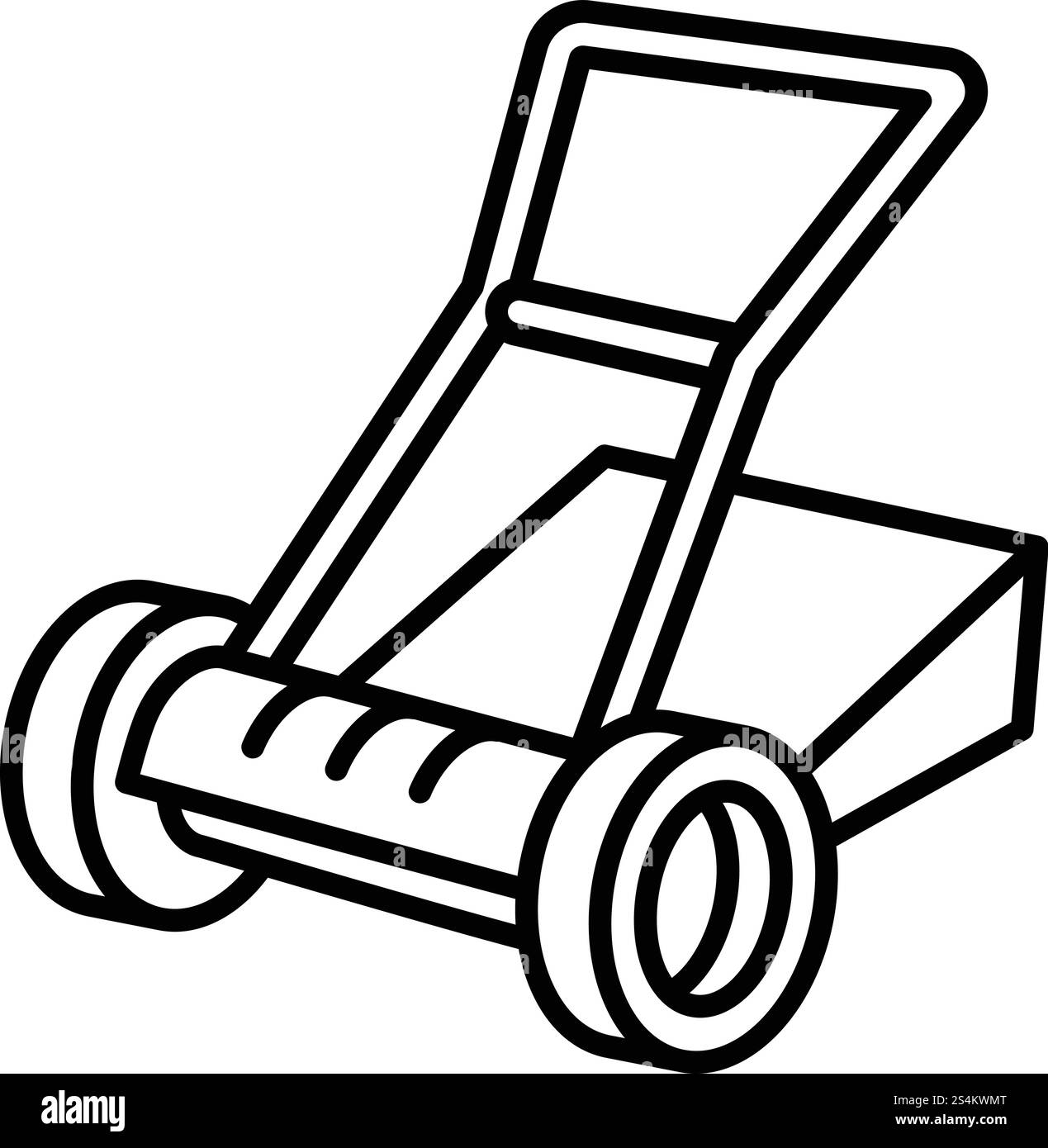 Symbol für manuellen Rasenmäher. Manuelles Rasenmäher-Vektorsymbol für Webdesign isoliert auf weißem Hintergrund umreißen. Symbol für manuellen Rasenmäher, Umrissstil Stock Vektor