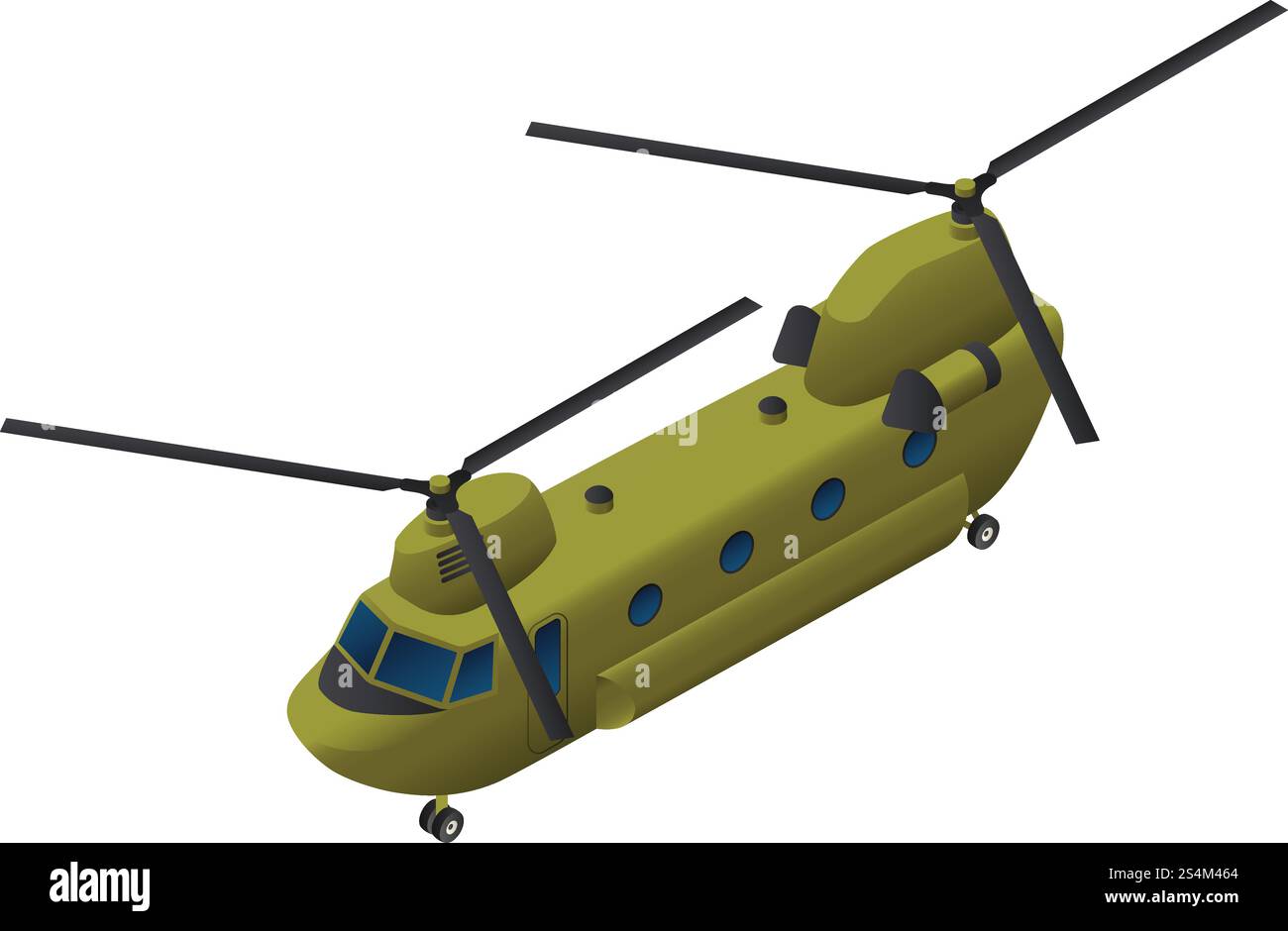 Symbol für den militärischen Transporthubschrauber. Isometrisch des militärischen Transport Hubschrauber Vektorsymbols für Web-Design isoliert auf weißem Hintergrund. Militär-Transporthubschrauber-Symbol, isometrischer Stil Stock Vektor