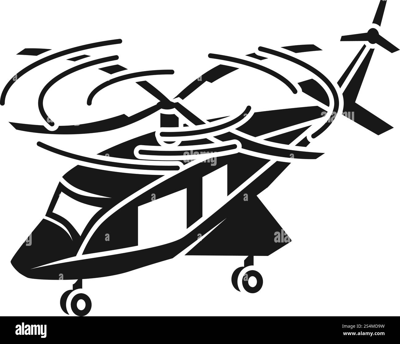 Symbol für großen Passagier-Hubschrauber. Einfache Illustration des großen Passagier-Hubschrauber-Vektorsymbols für Web-Design isoliert auf weißem Hintergrund. Großer Hubschrauber für Passagiere, einfach Stock Vektor